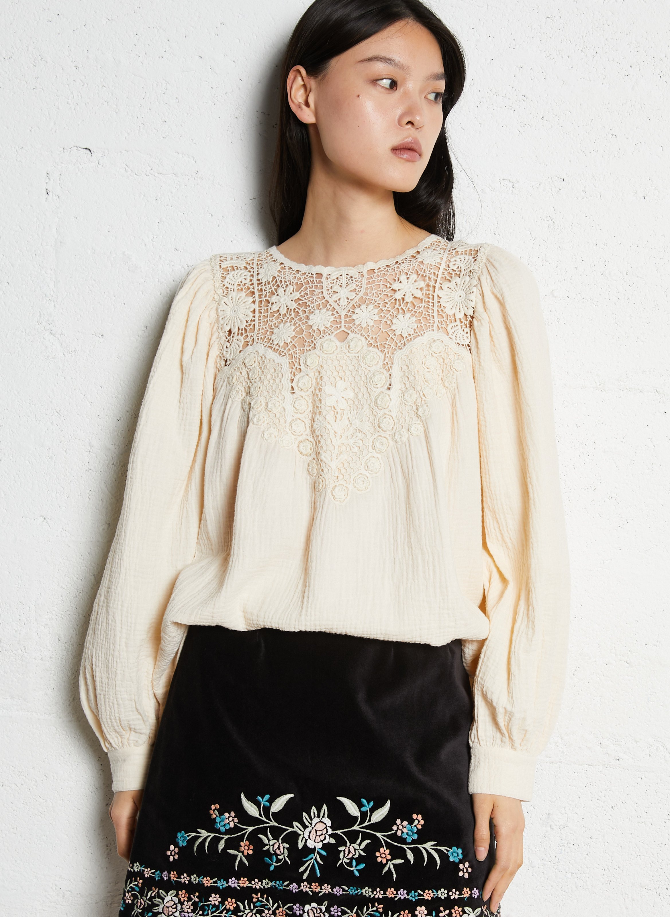Round-neck cotton blouse LOUISE MISHA Beige