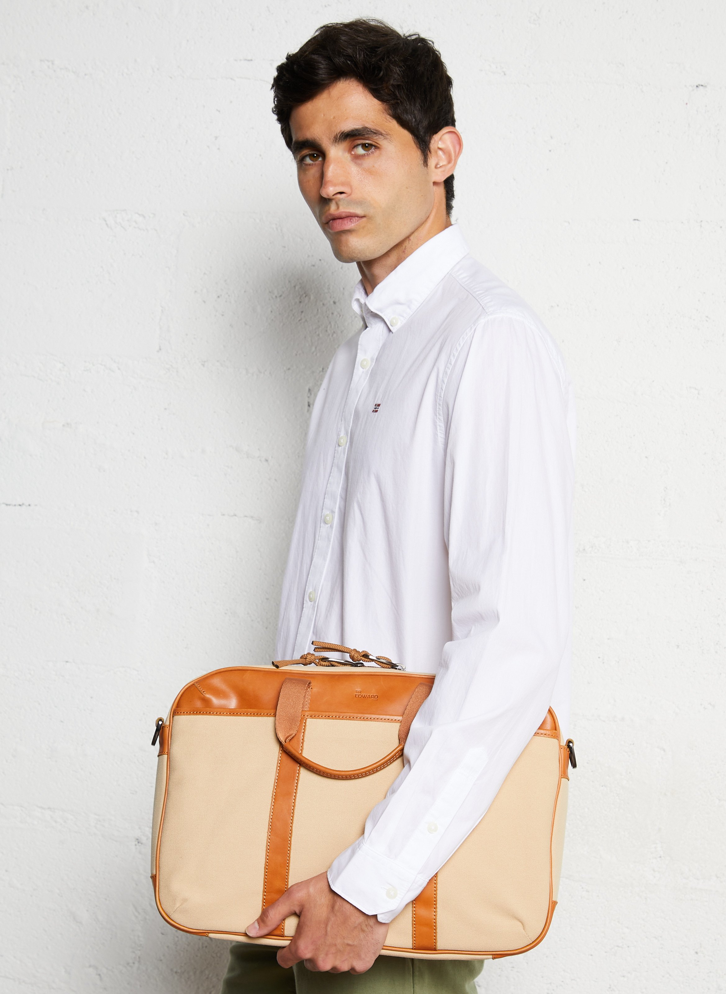 Dokumententasche in zweifarbigem Leder-Look SIR EDWARD Braun