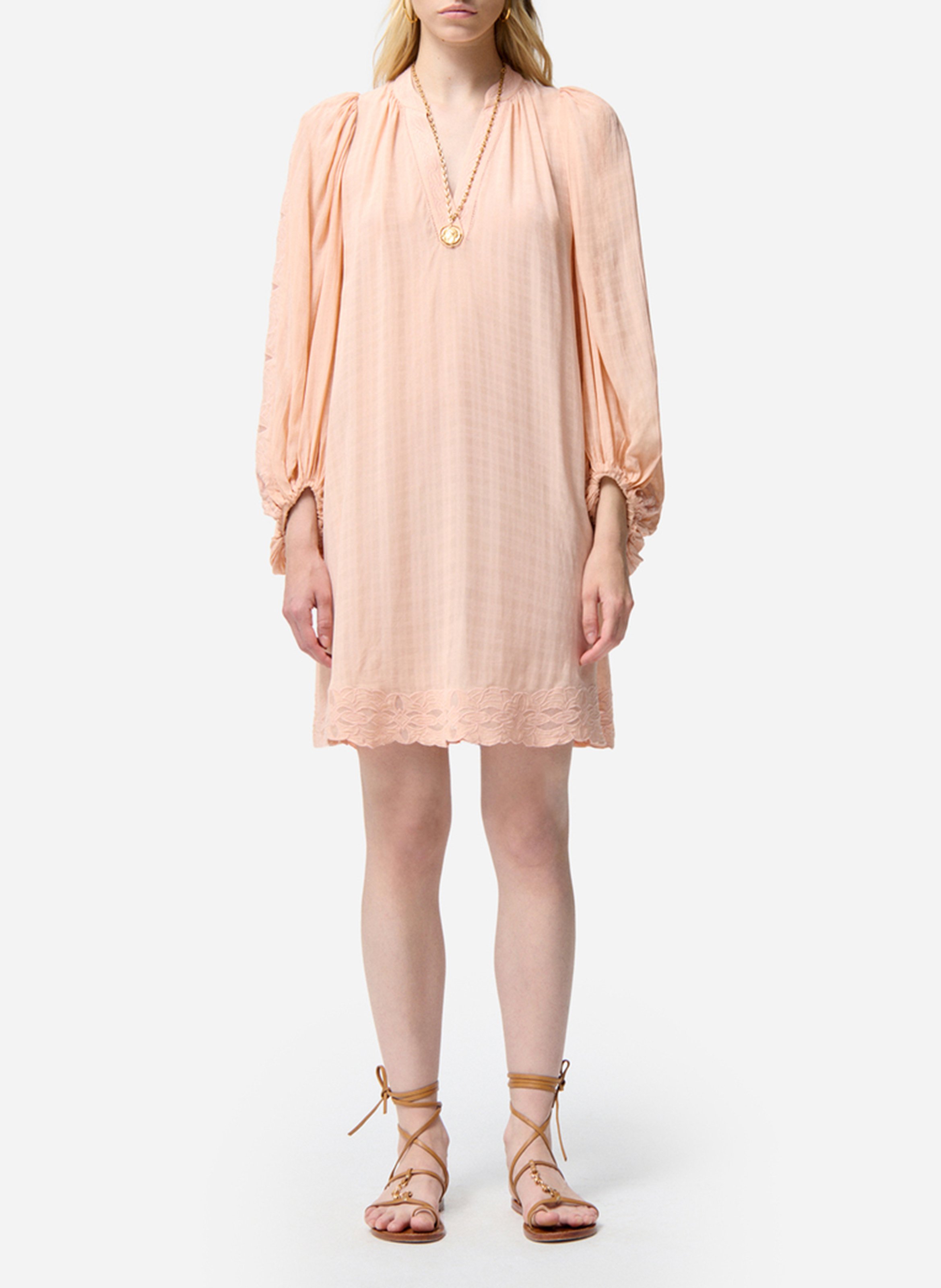 Robe courte col V brodée VANESSA BRUNO Beige