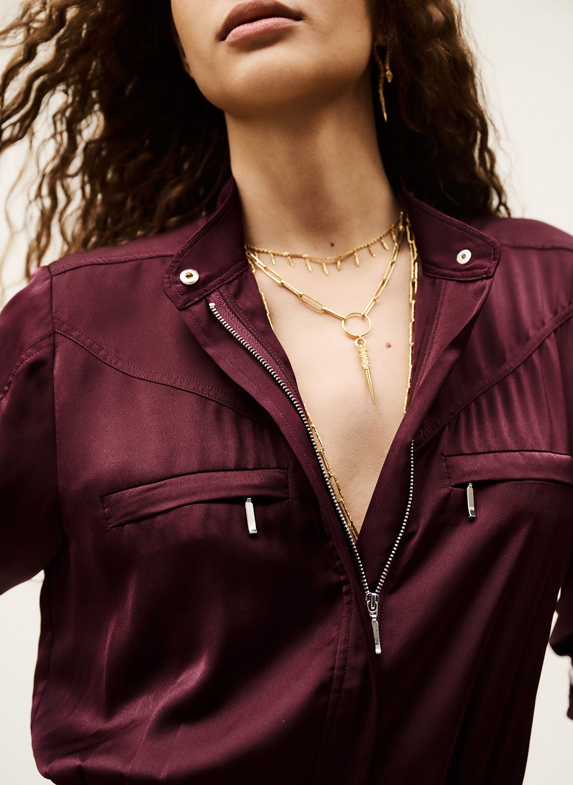 Combinaison droite satinée BA&SH Prune