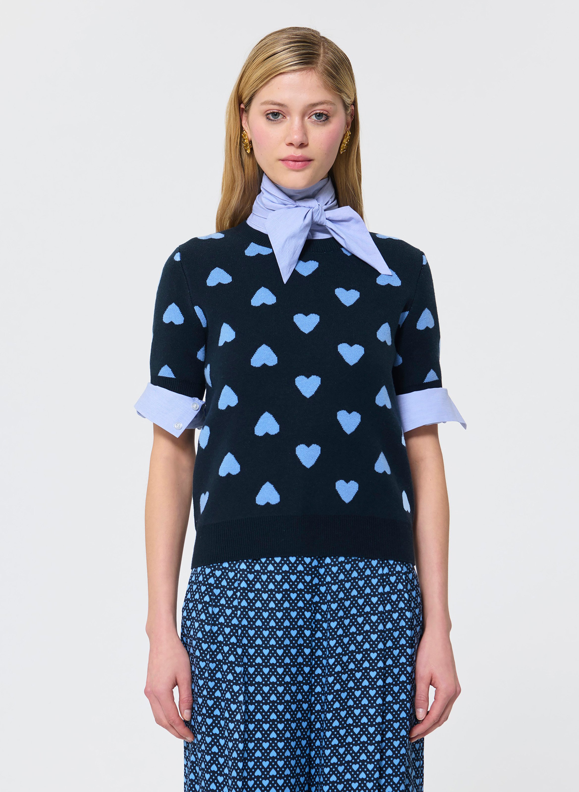 Pull à motif col rond TARA JARMON Bleu