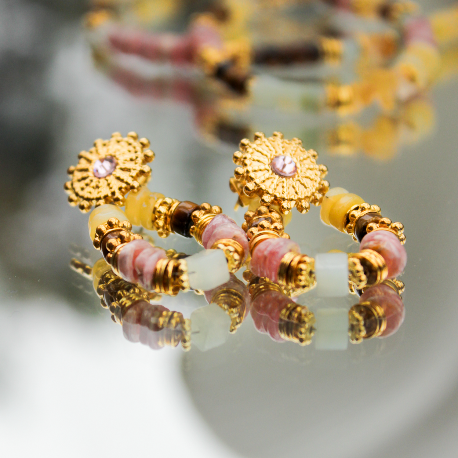 Heishi earrings - Halima L'ATELIER DES DAMES Golden