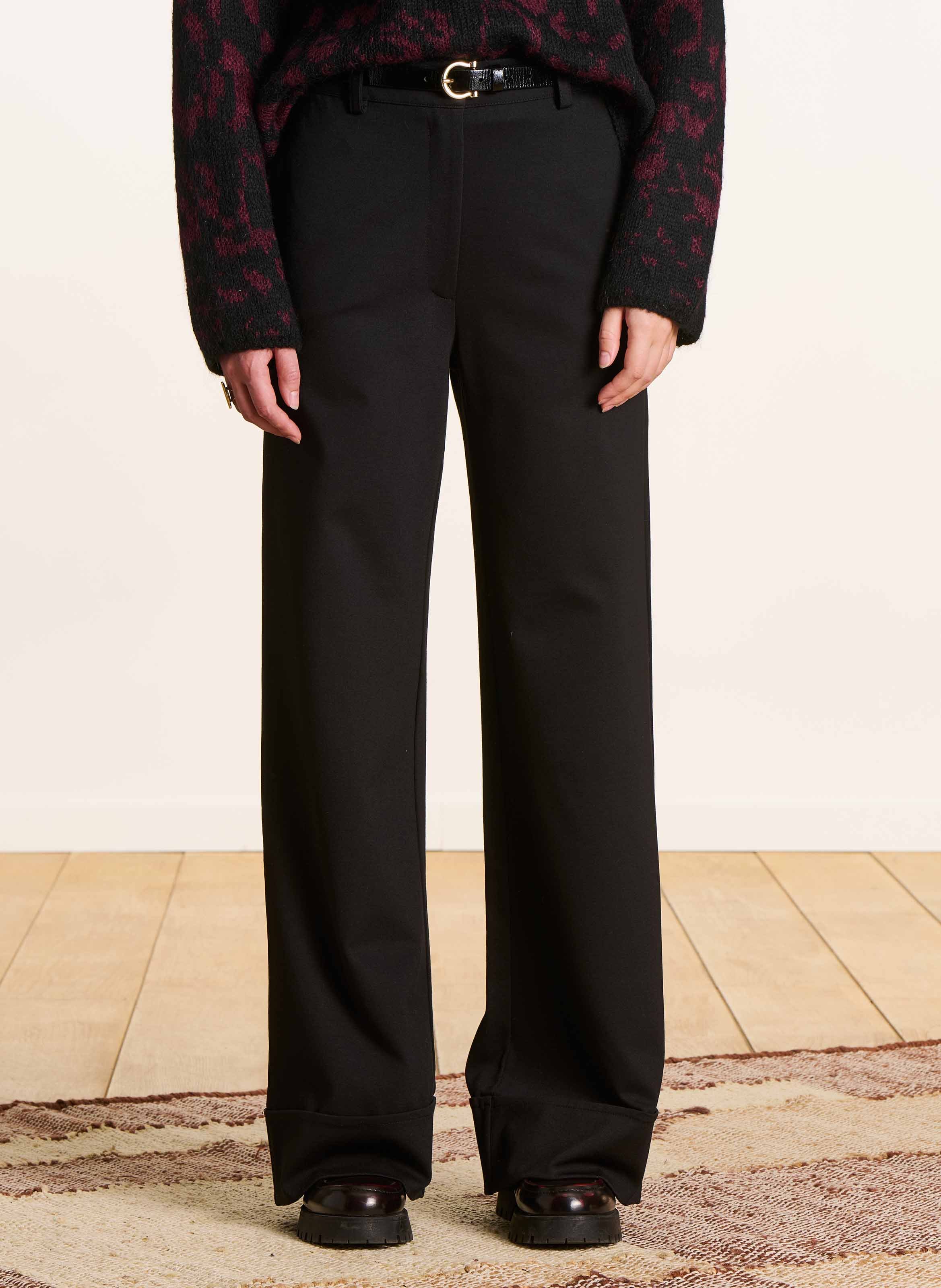 High-waisted wide leg stretch pants LA FEE MARABOUTEE Black