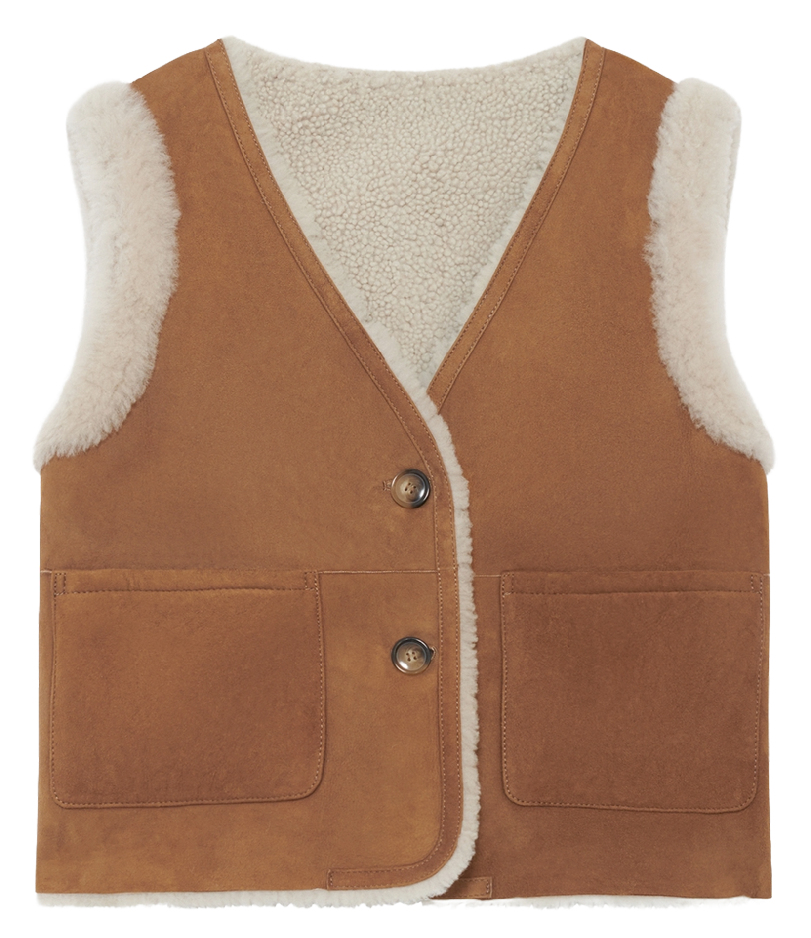 Reversible leather v-neck jacket PABLO Brown