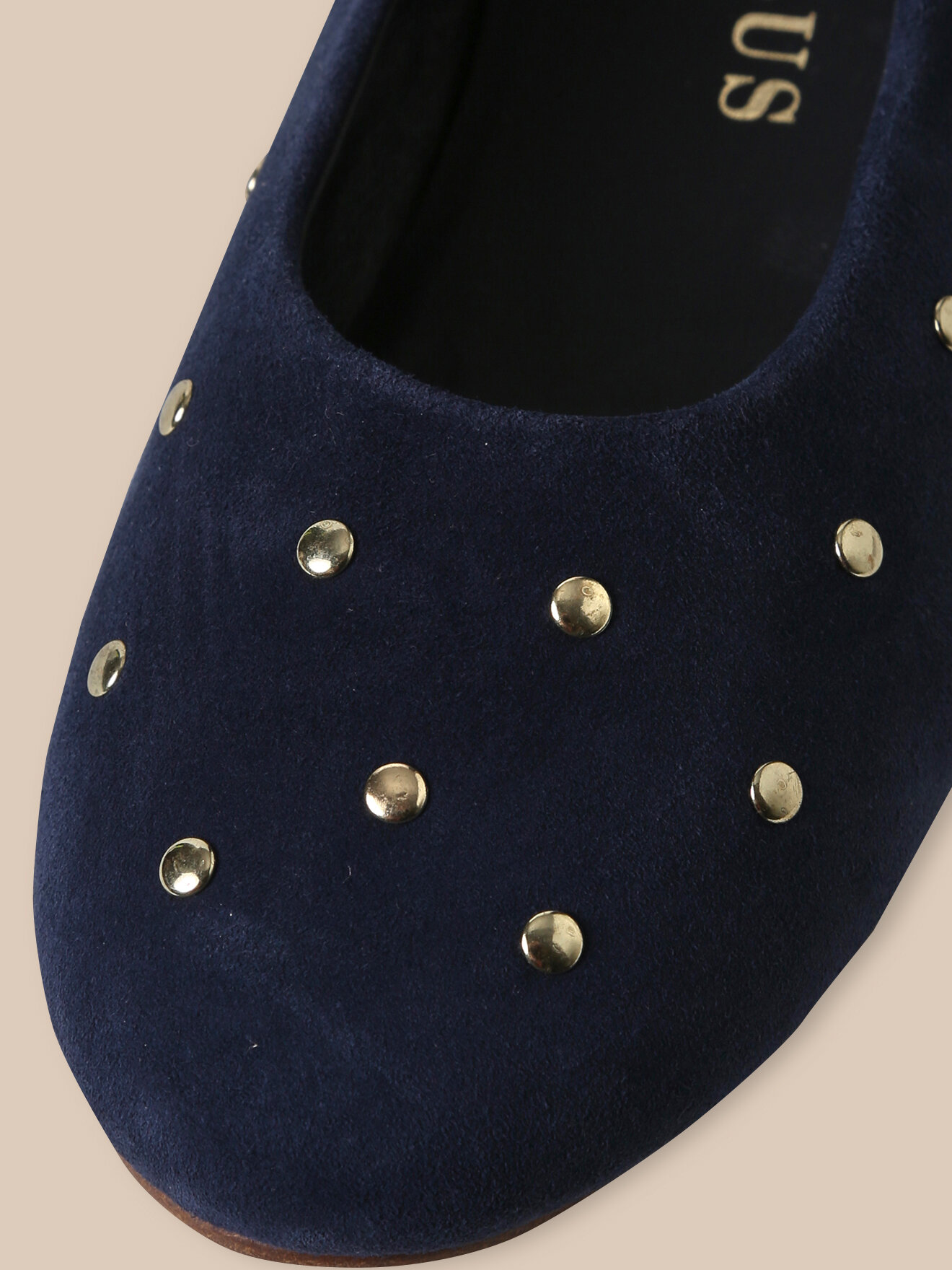 Studded leather ballet flats CYRILLUS Blue