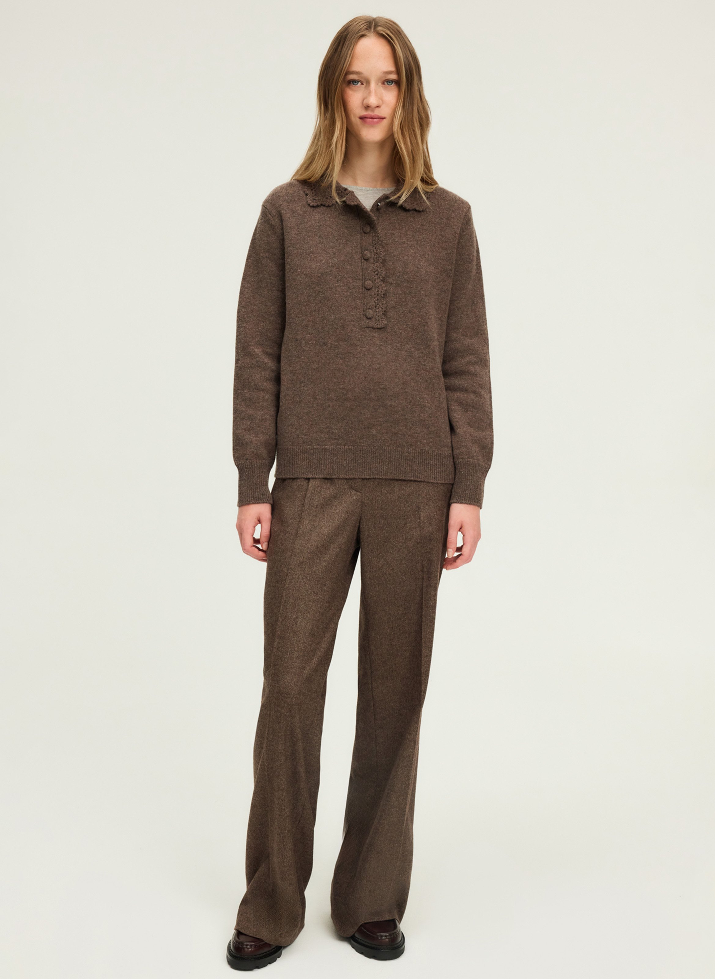 Wool polo neck sweater PABLO Brown