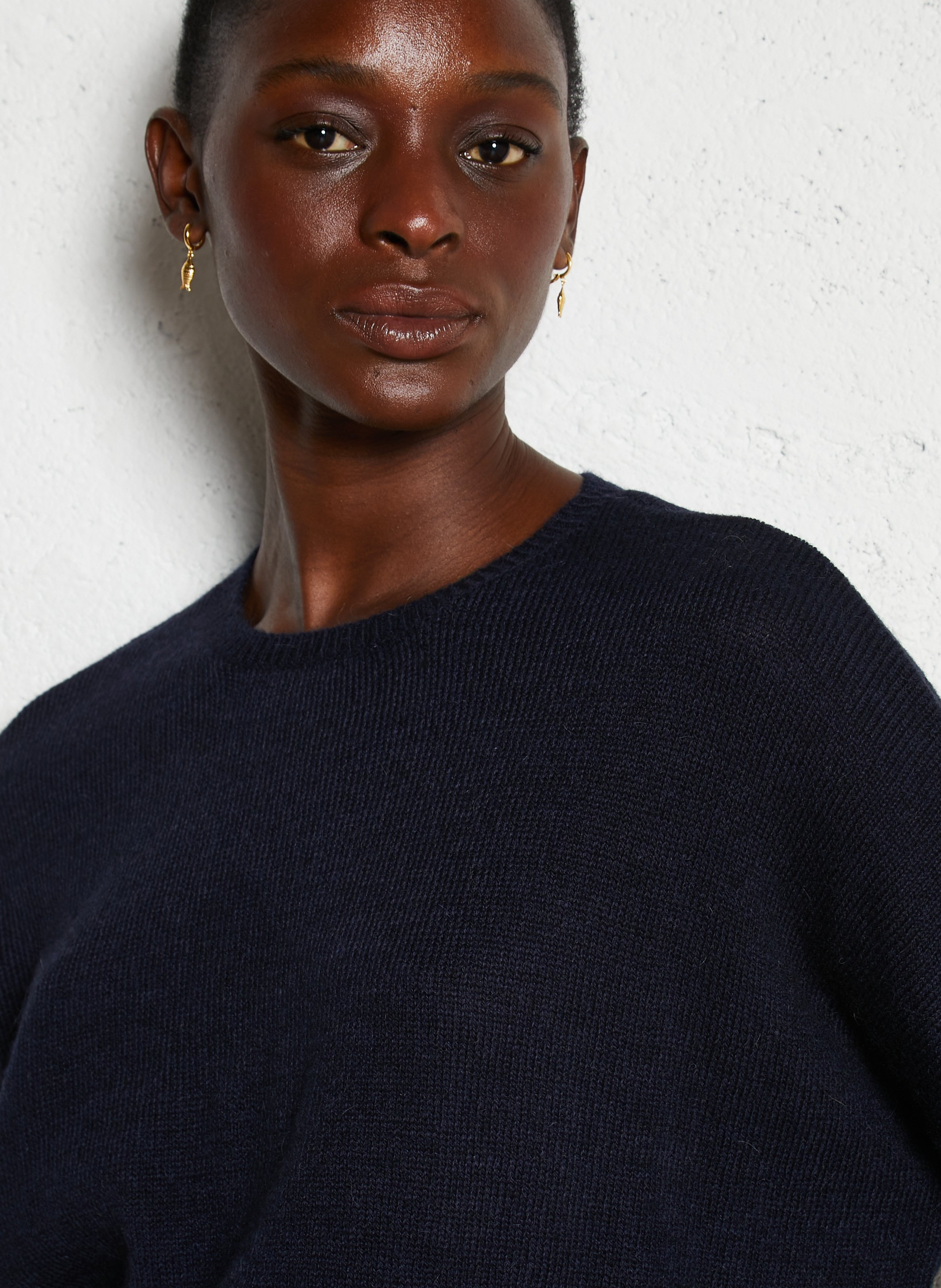 Pull oversize col rond en alpaga mélangé  MASSCOB Bleu