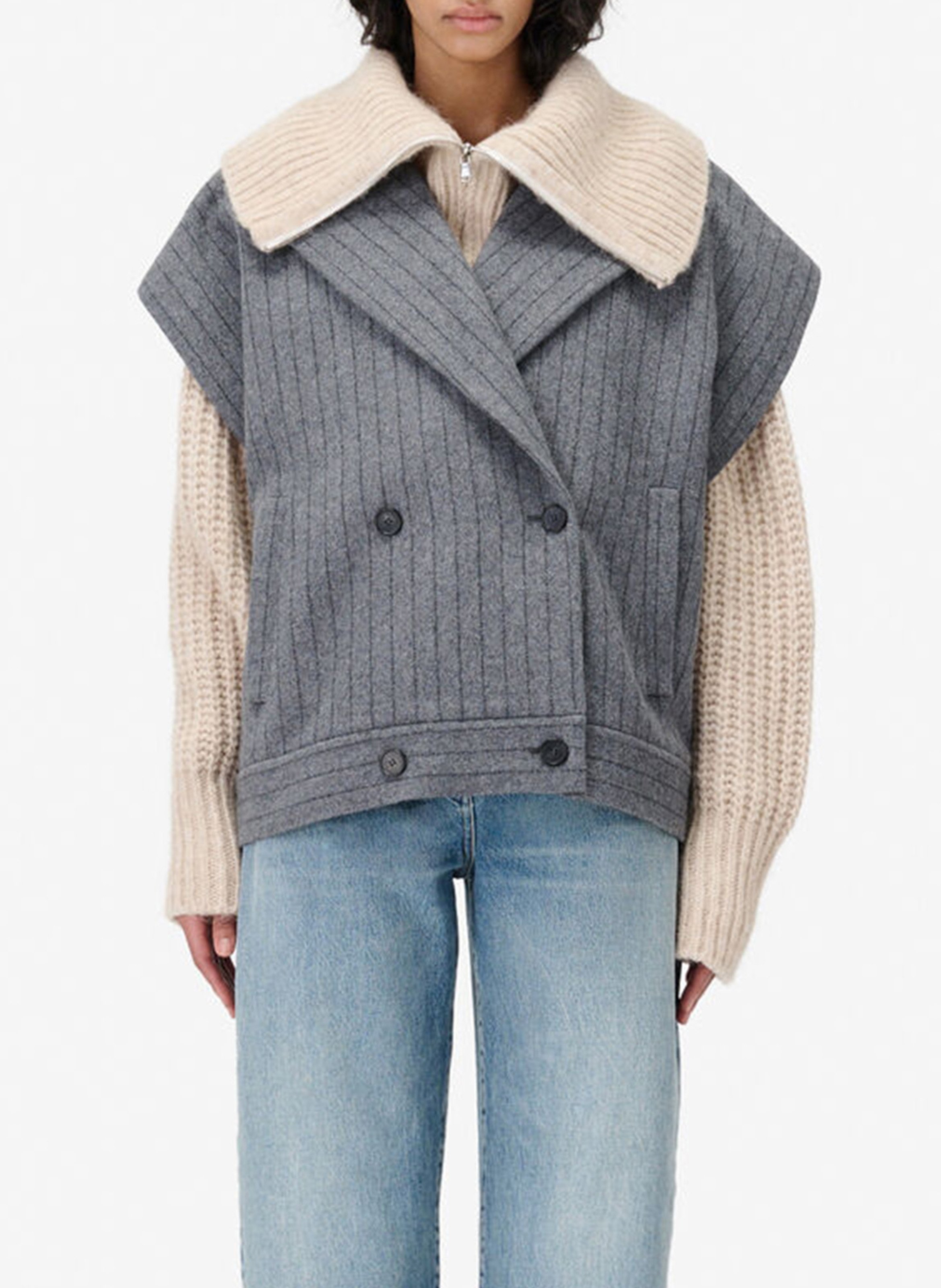 Fitted wool-blend suit collar jacket IRO Grey