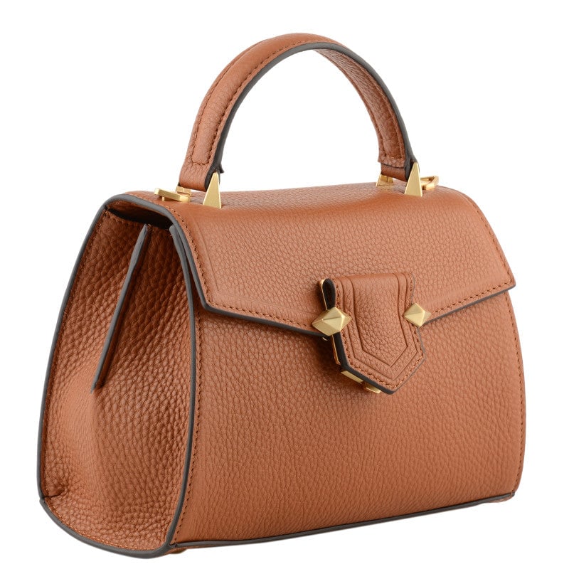 Handbag - grained calf leather POURCHET Brown