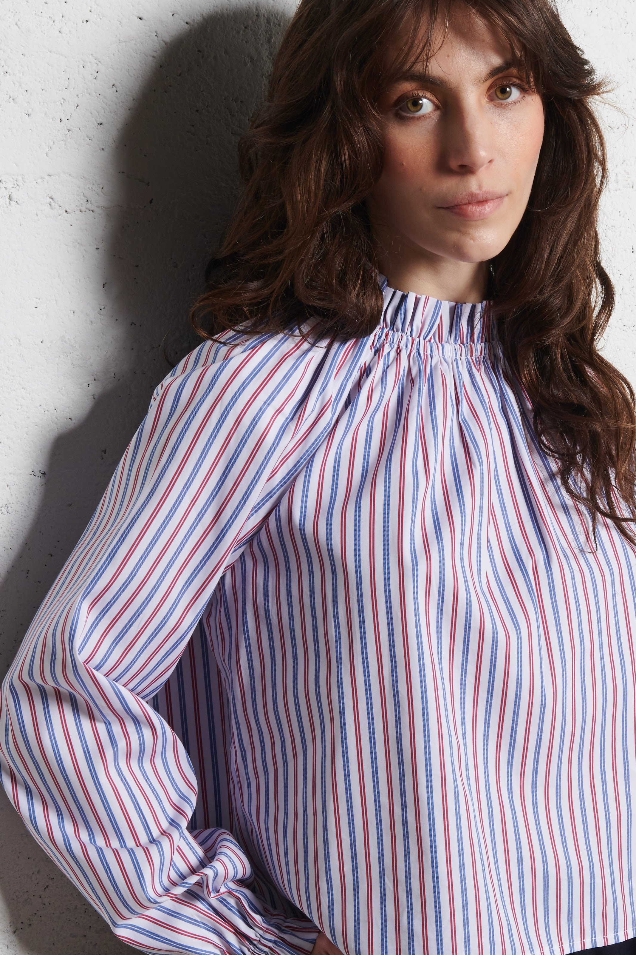 Blouse ample col victorien en coton STELLA NOVA Multicolore