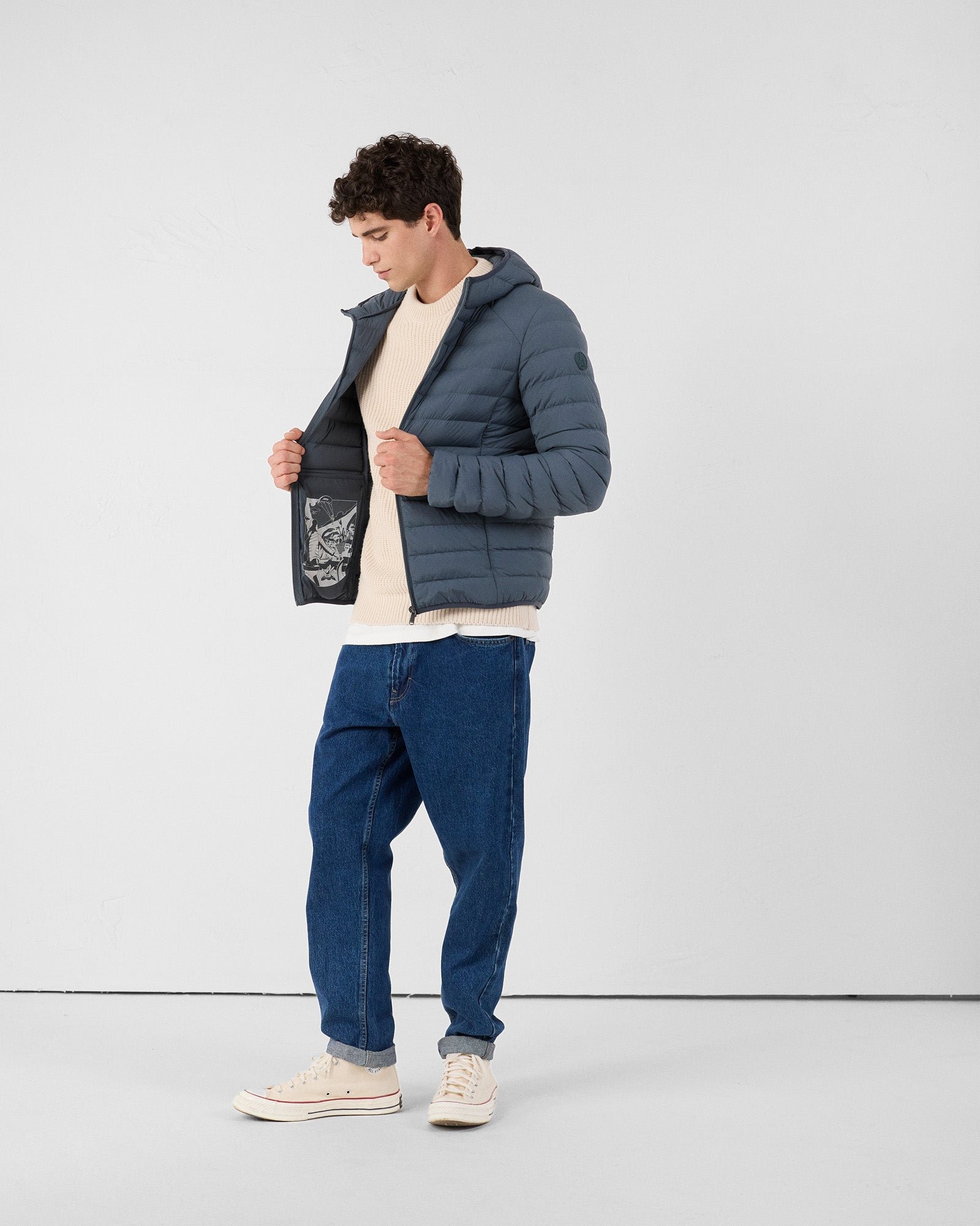 Frantz Stretch Lightweight Hooded Puffer Coat JOTT Blue