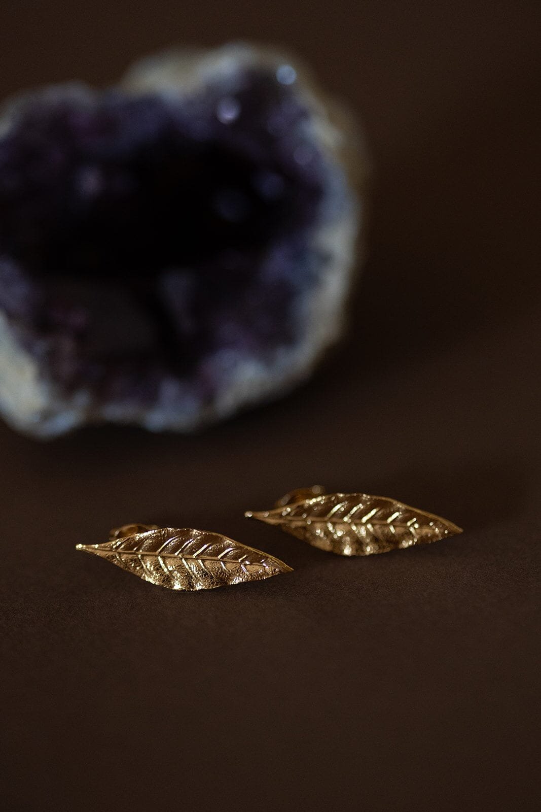 Gold-plated leaf stud earrings MONSIEUR SIMONE Golden