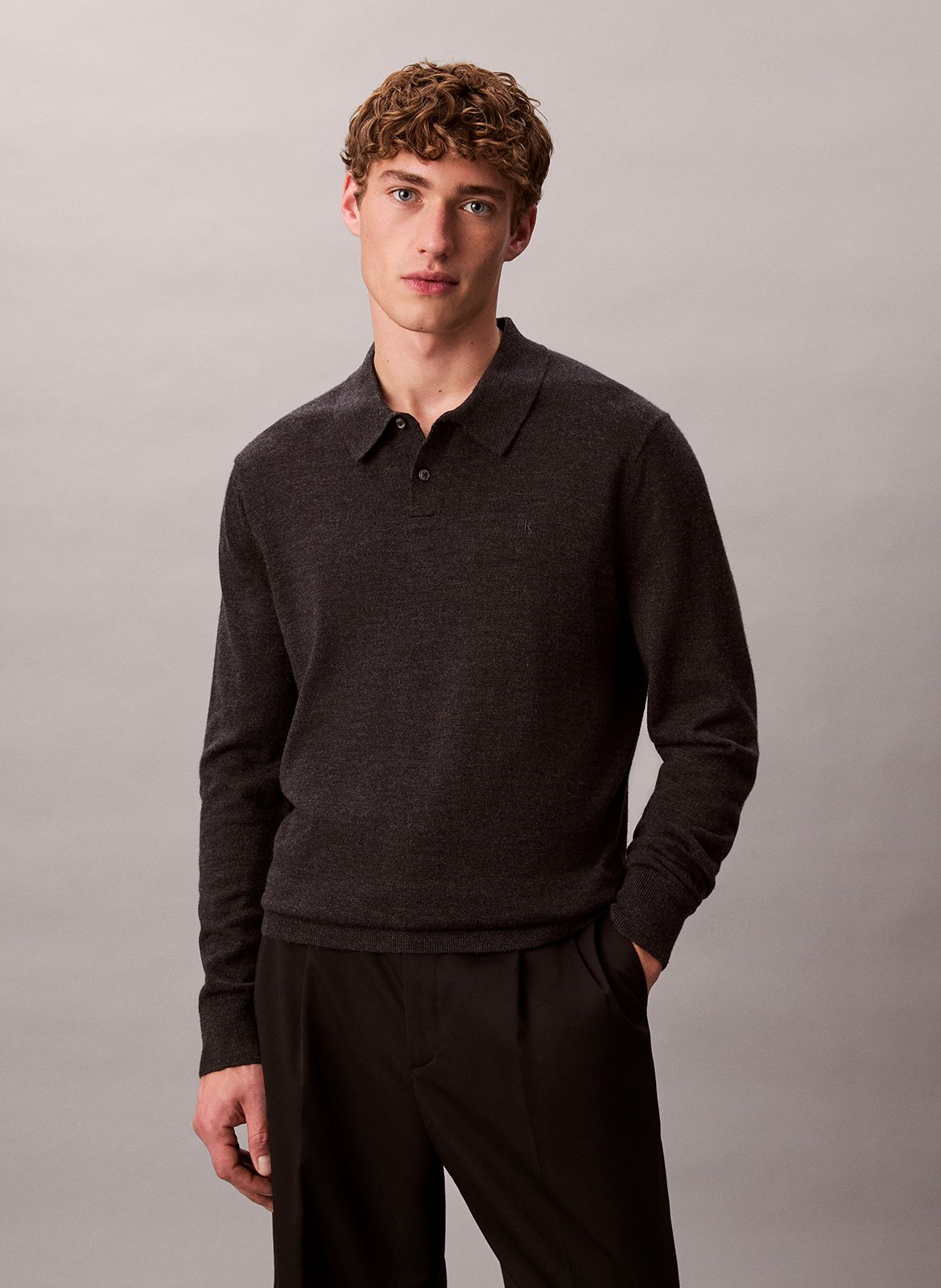 Polo manches longues en laine CALVIN KLEIN