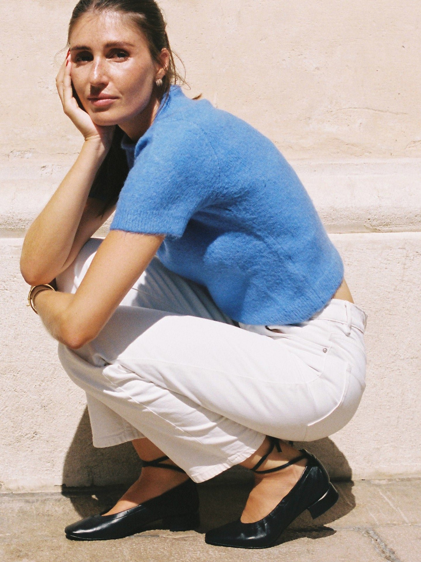 Heeled ballet flats in nappa leather EMZI PARIS Black