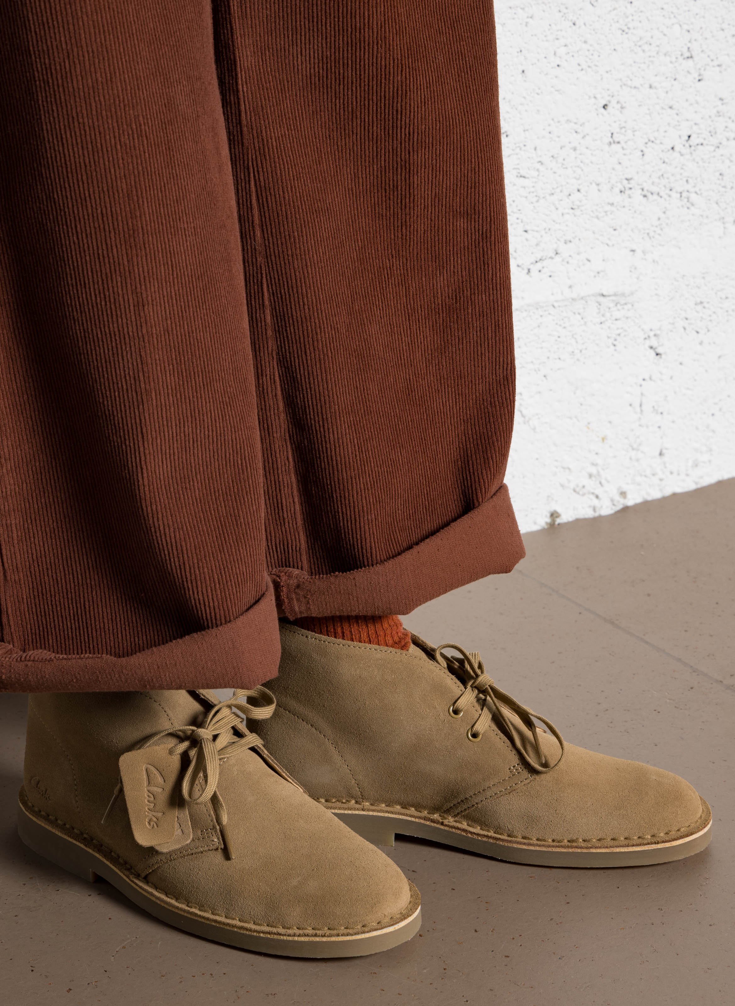 Solid color suede lace-up boots CLARKS Beige