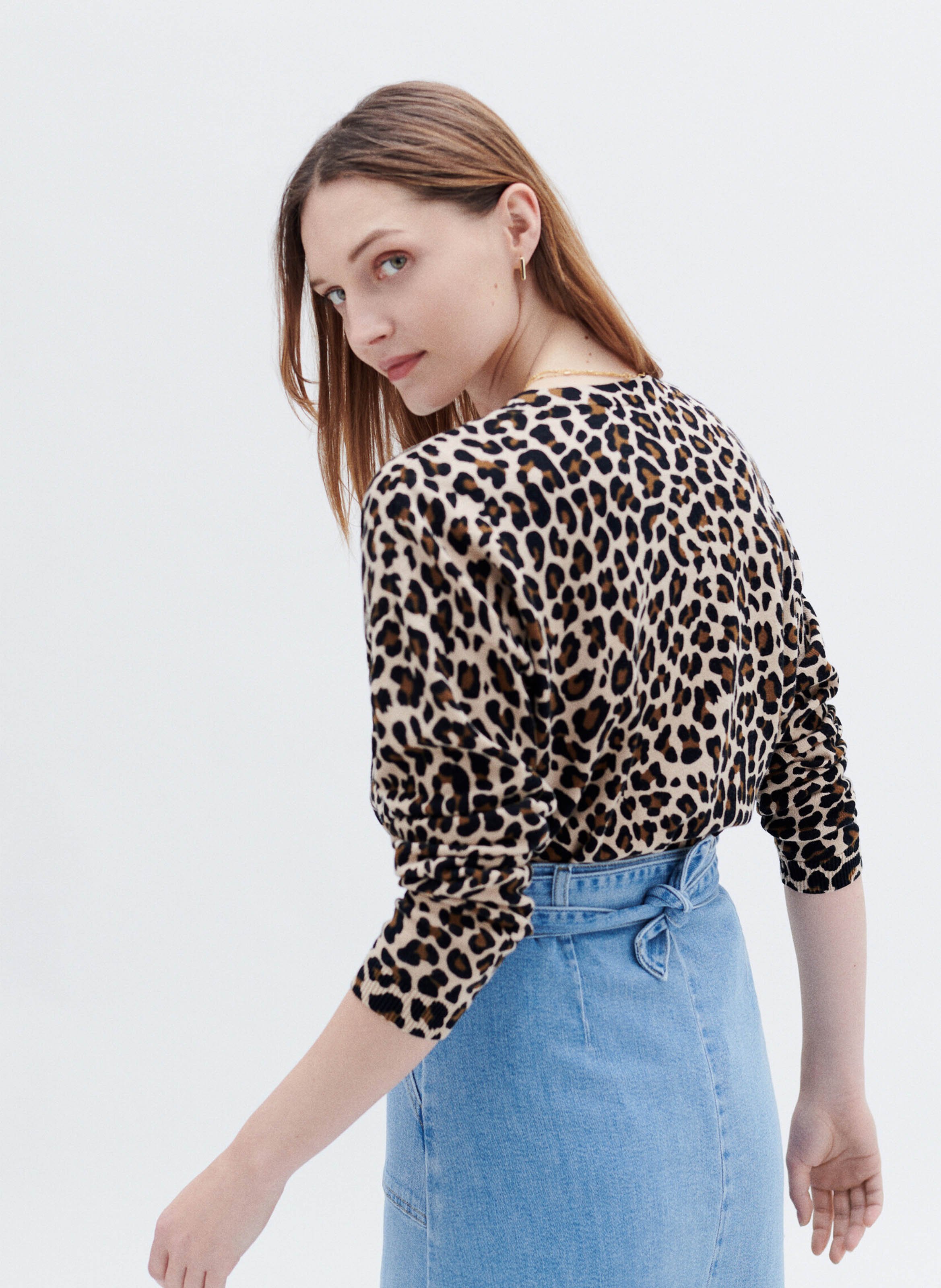 Pull à motif léopard CAROLL Marron