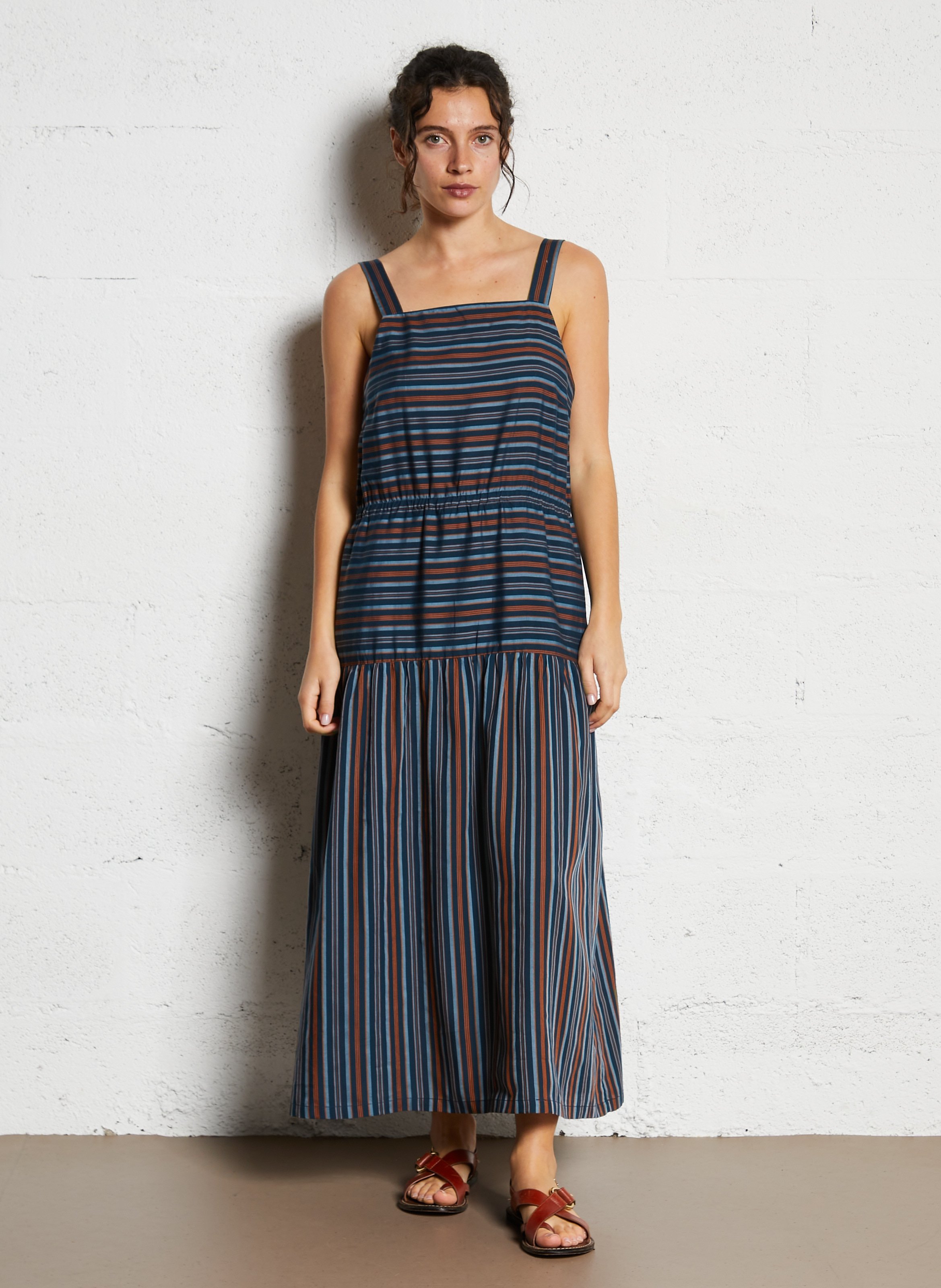 Robe longue col carré NICE THINGS Bleu