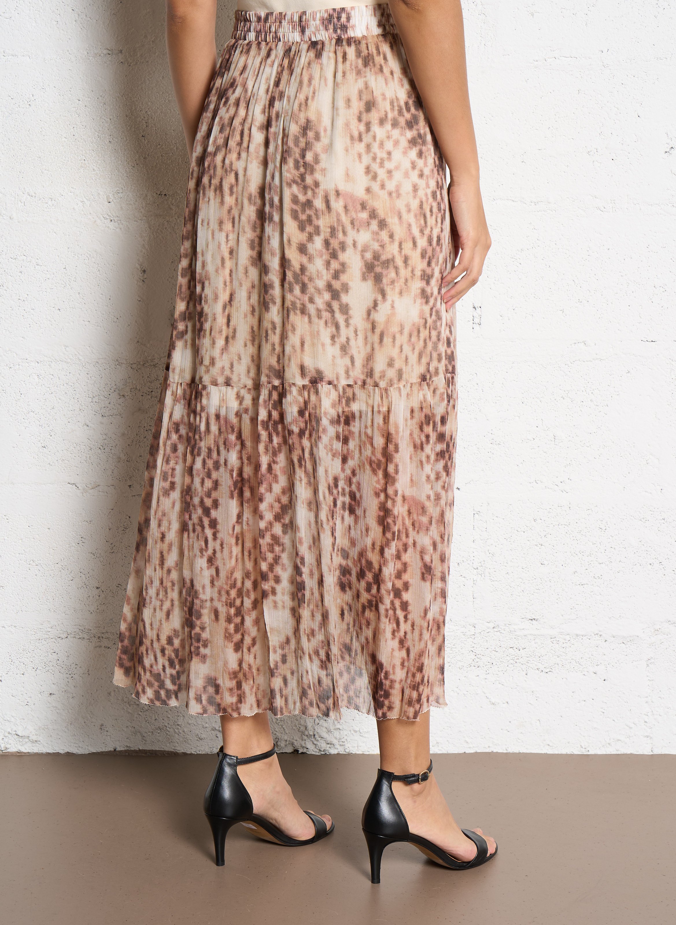 Jupe midi imprimée SUNCOO Beige