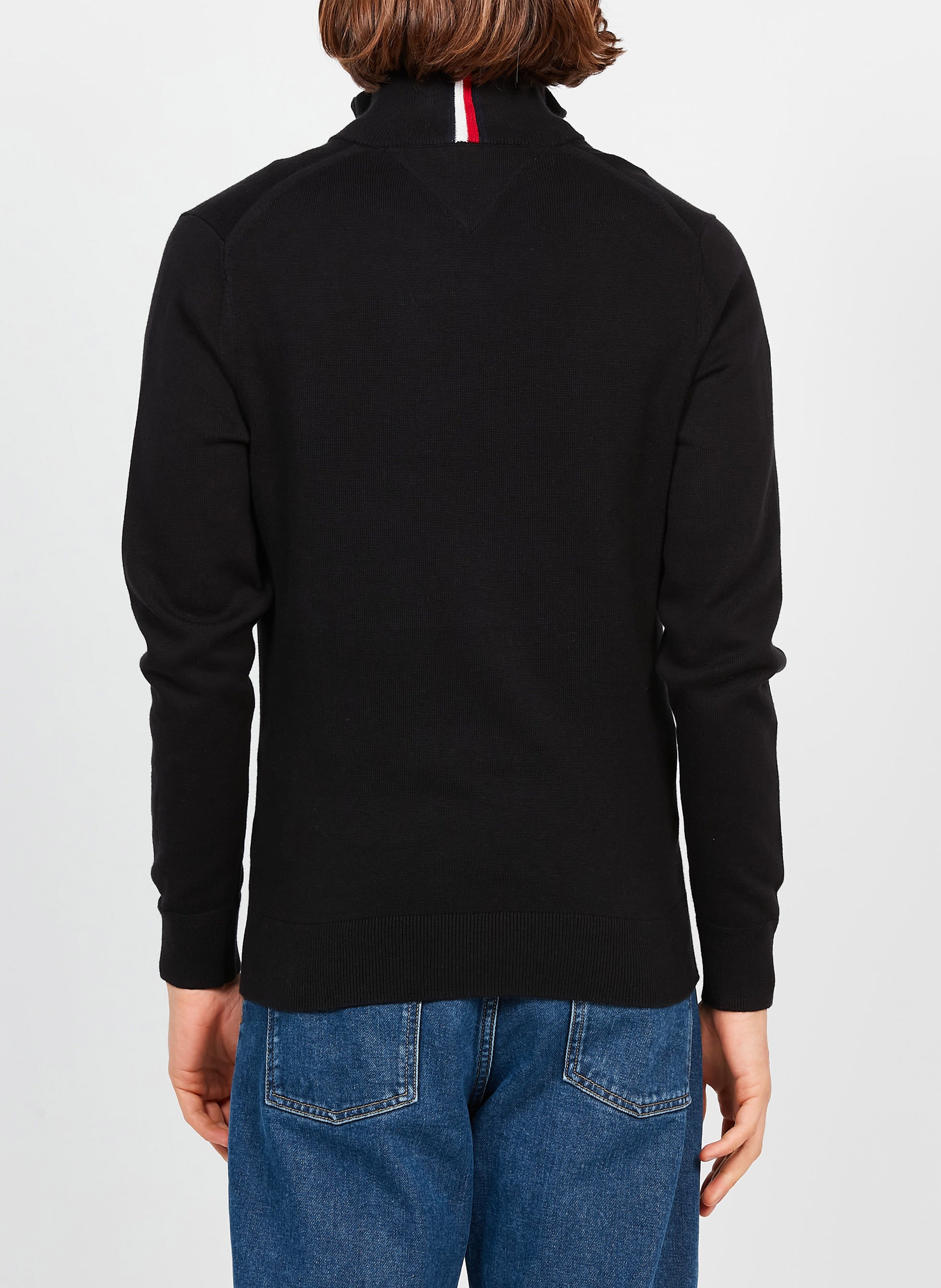 Pull col montant regular-fit en coton bio et cachemire  TOMMY HILFIGER Noir
