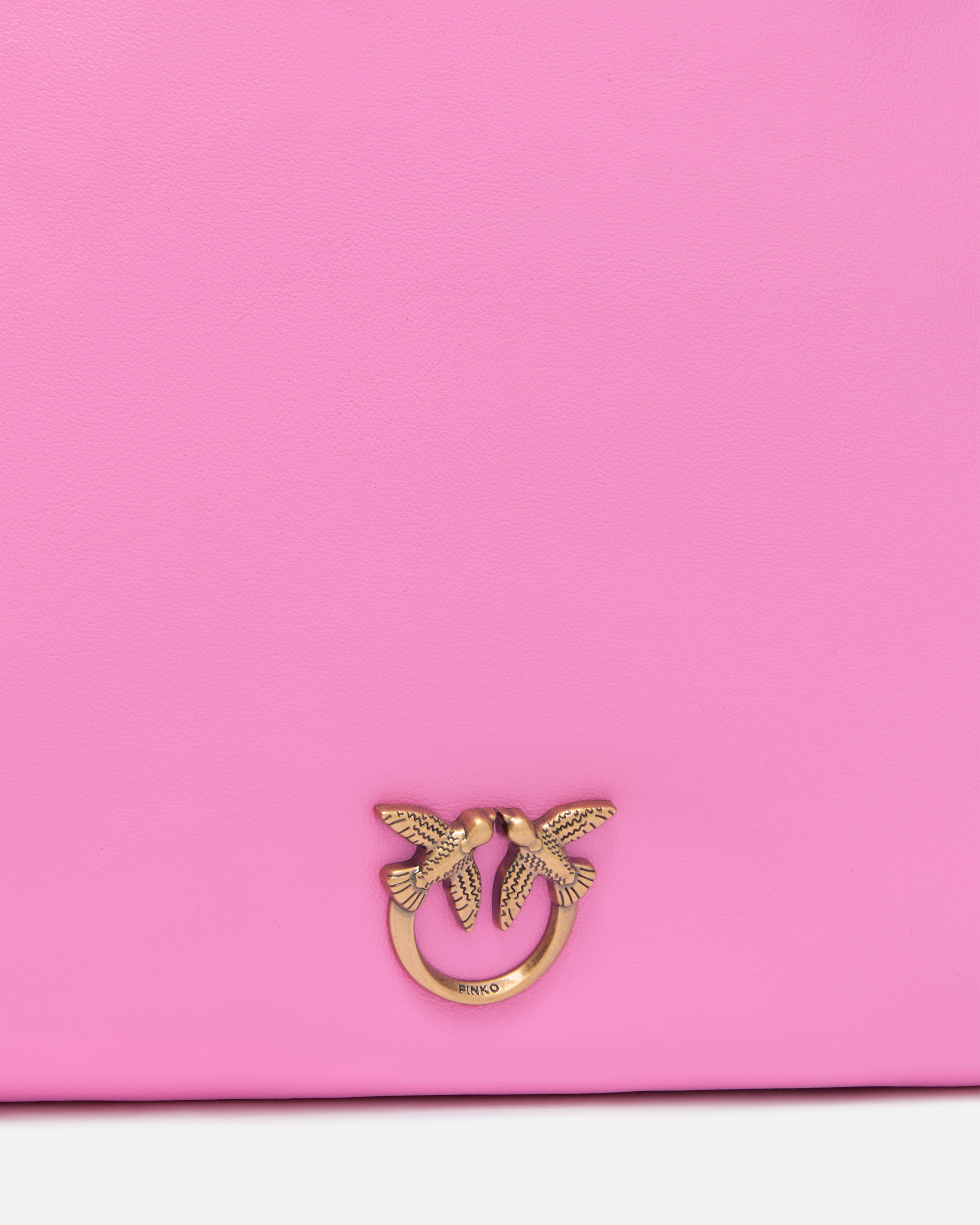 Mini slouchy leather shoulder bag with love birds logo PINKO Pink