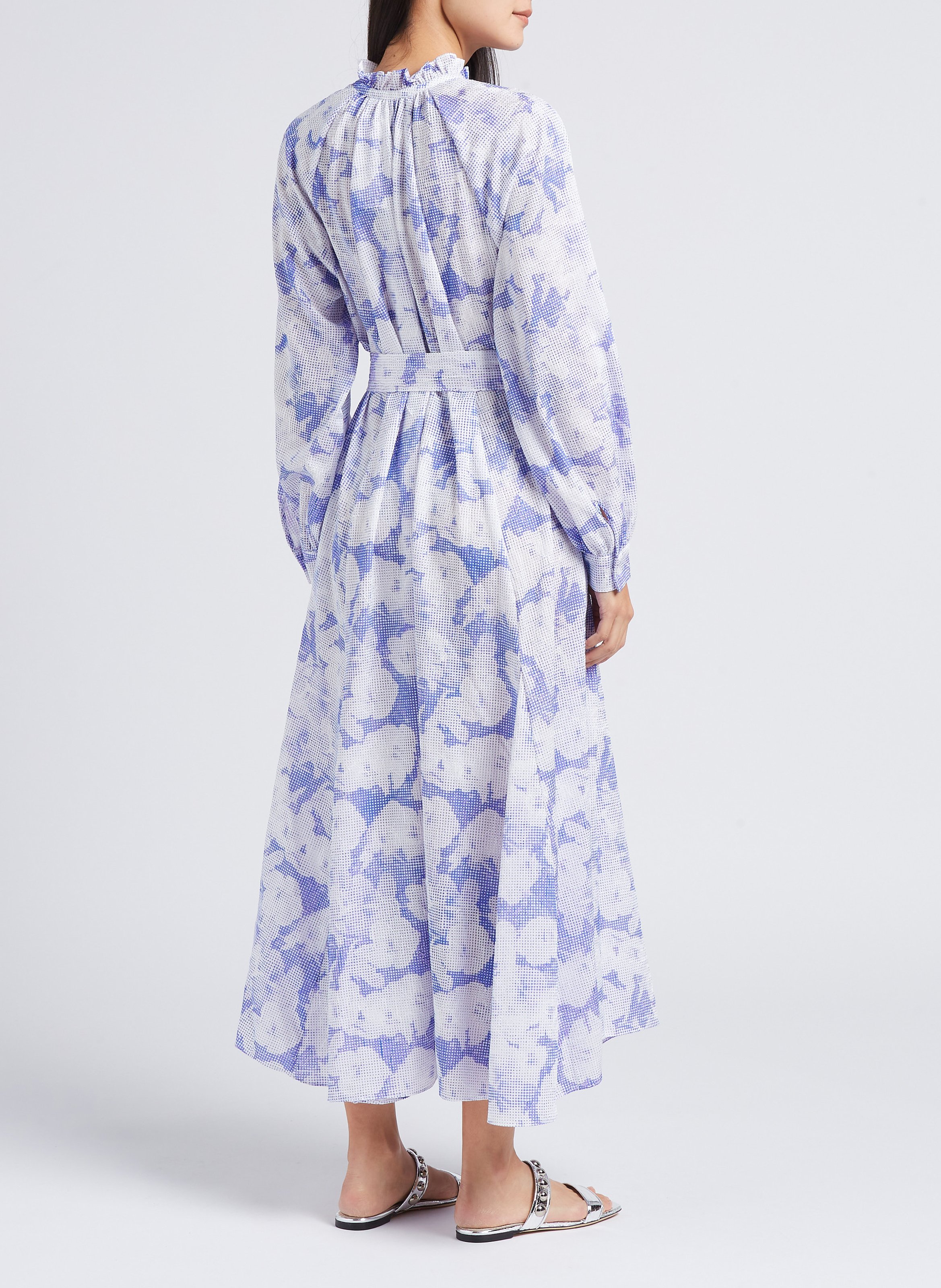 Belted printed midi dress with knotted V-neck SAMSOE SAMSOE Purple