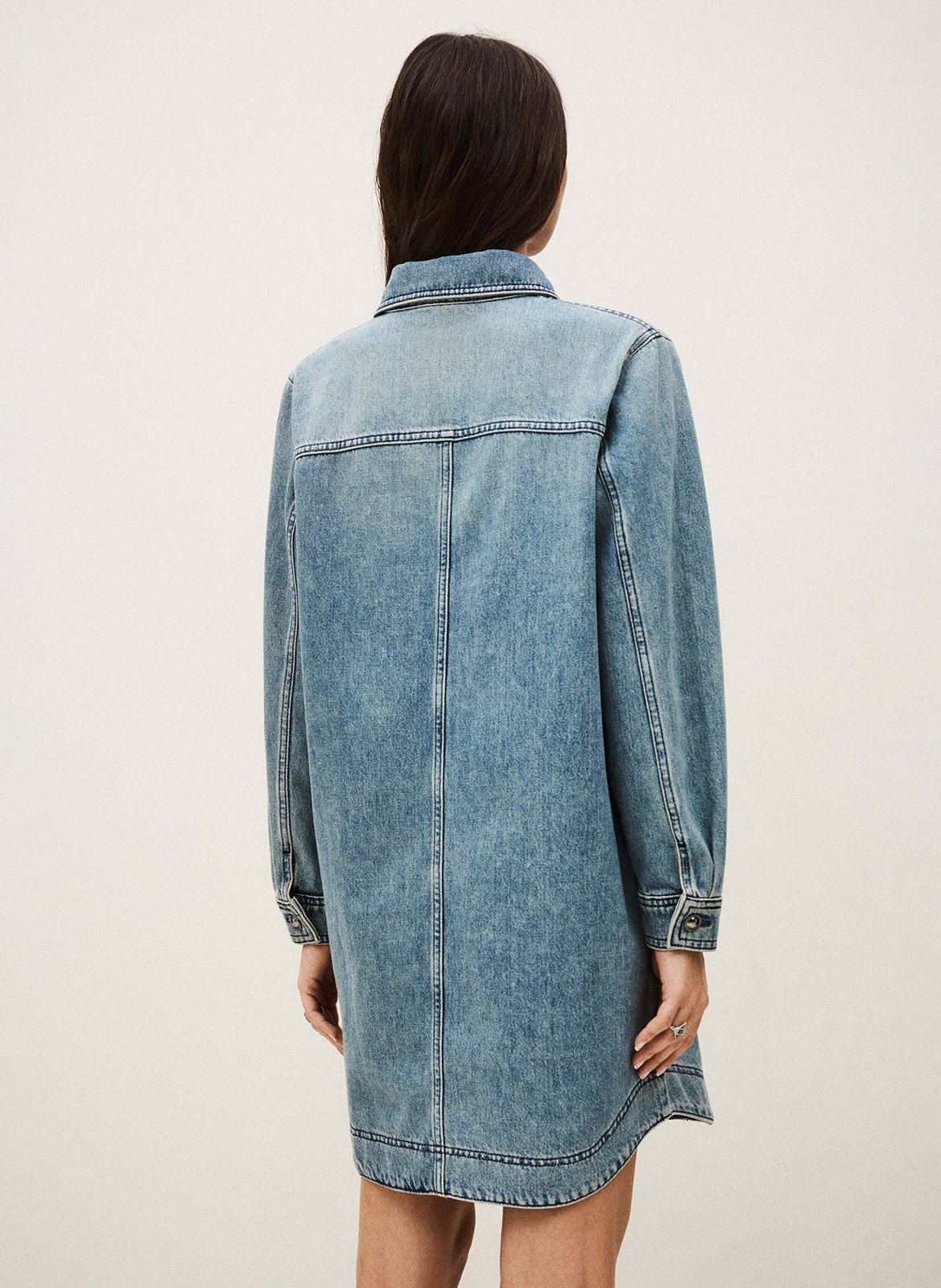 Korte hemdjurk van jeans Blauw