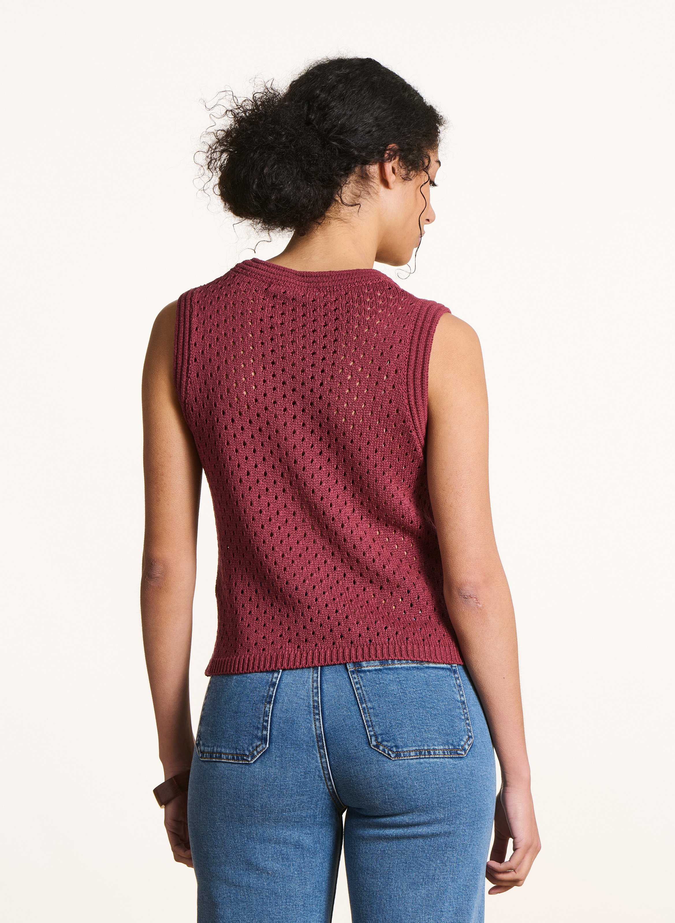 Straight round-neck knit sweater LA FEE MARABOUTEE Brown