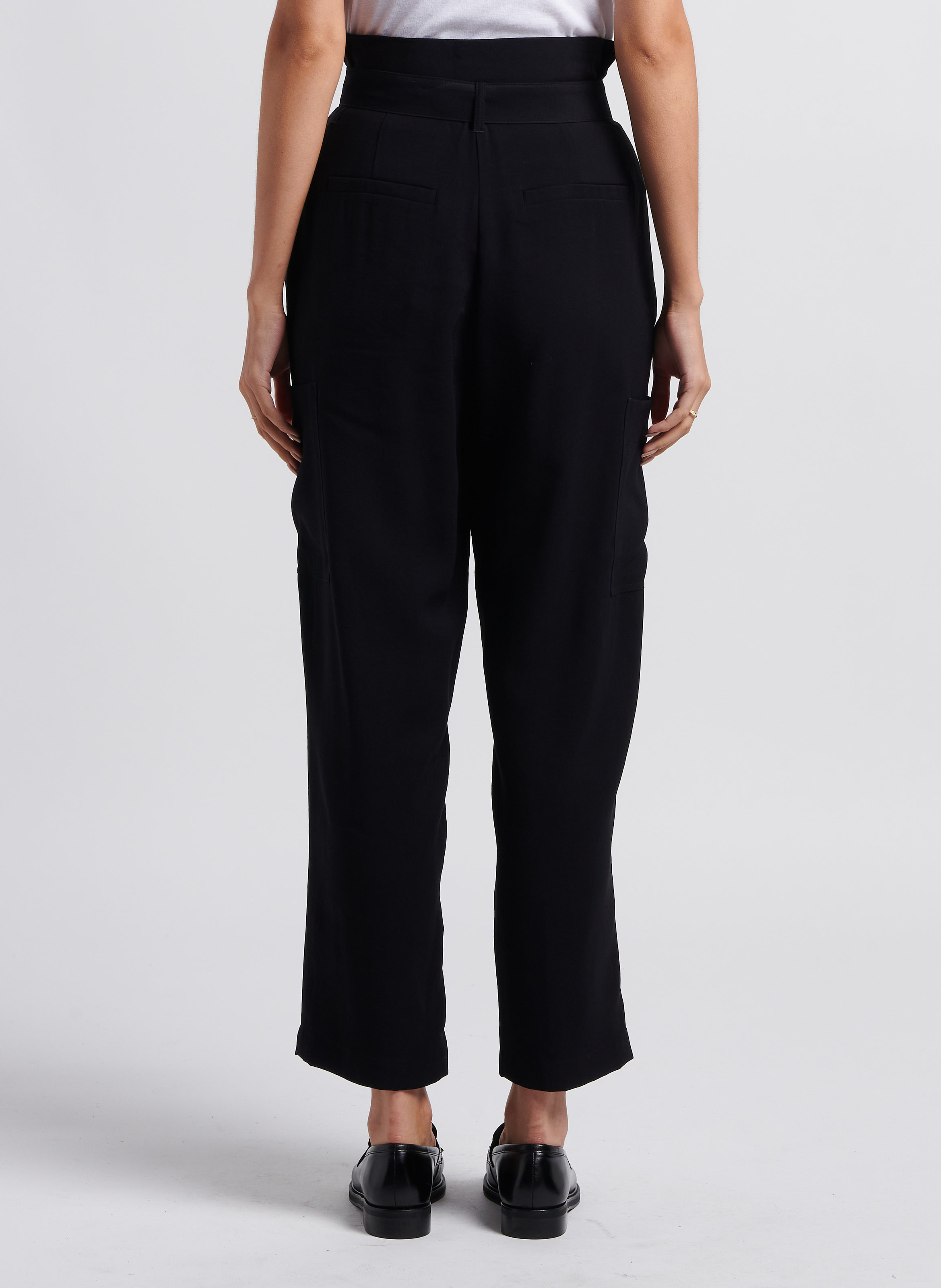 Pantalon cargo taille haute large VILA Noir