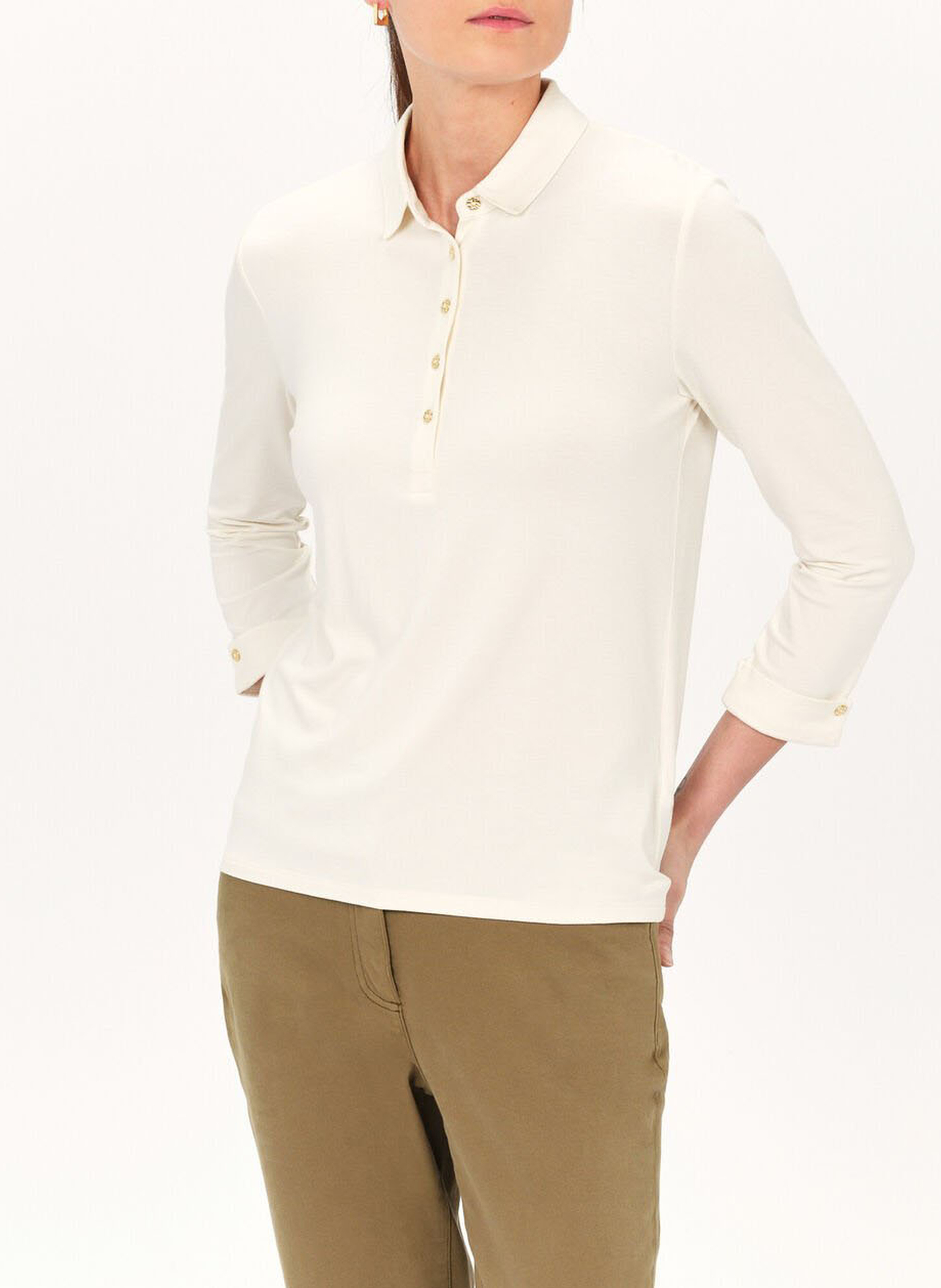 Gerade geschnittenes T-Shirt mit klassischem Kragen CAROLL Beige