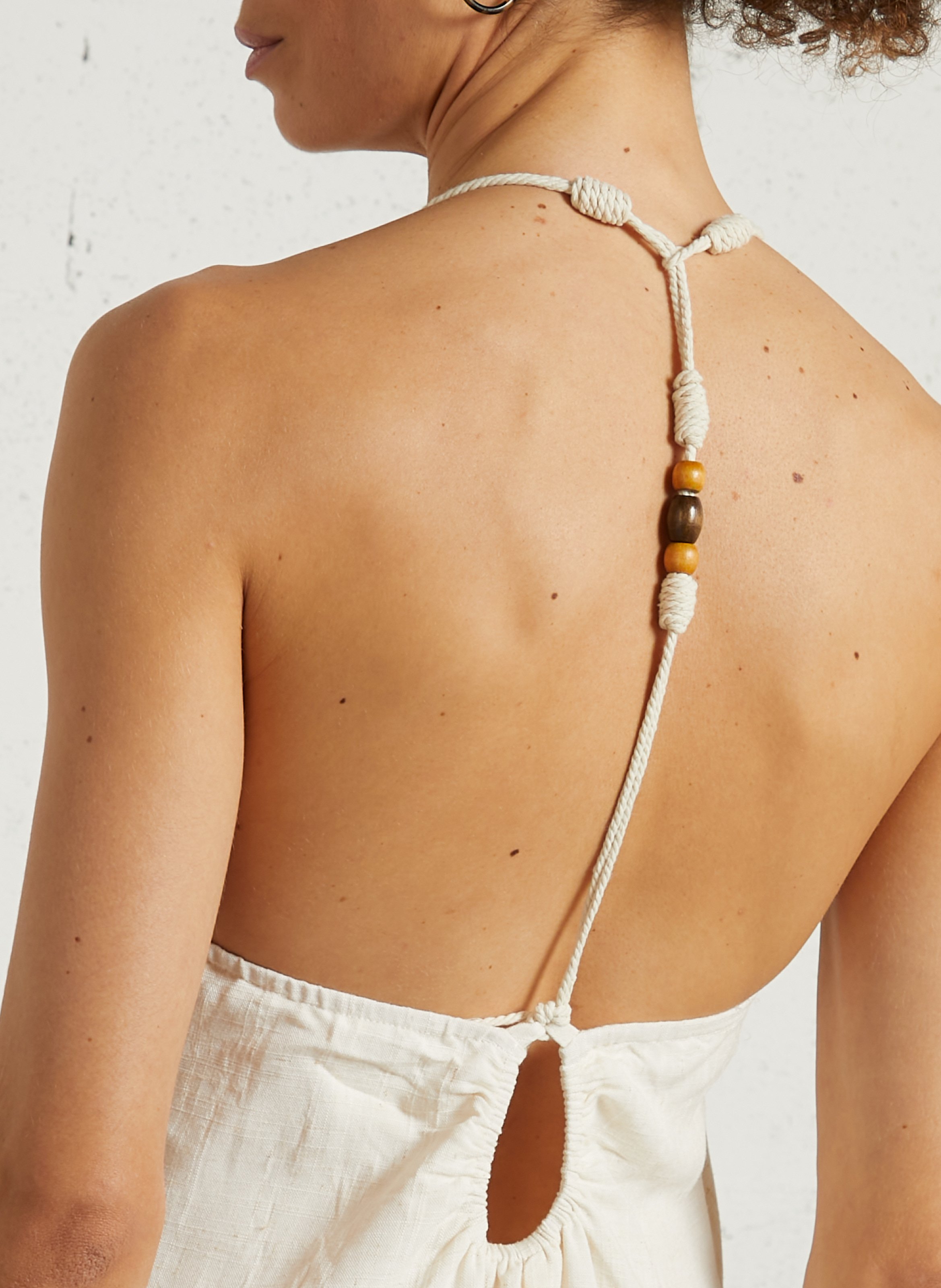 Linen-blend midi dress THE KORNER White