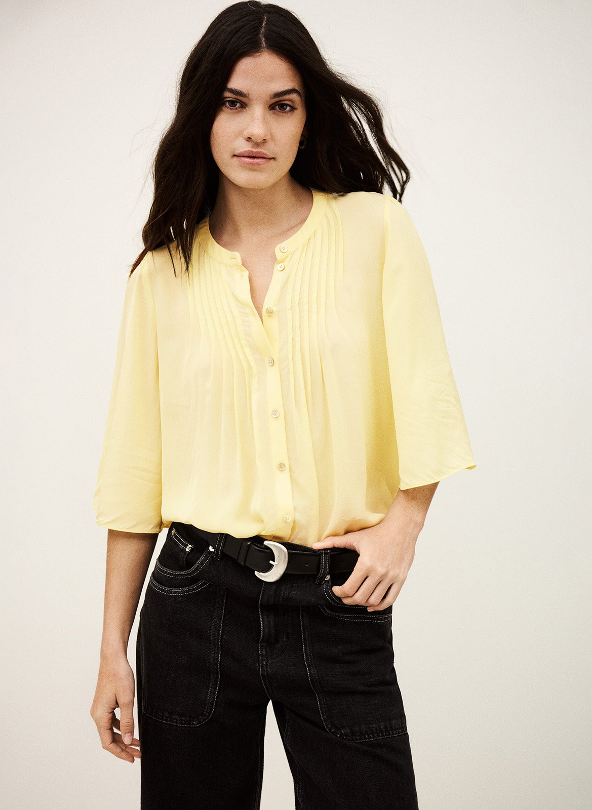 Wijd geplooide effen blouse BA&SH Beige