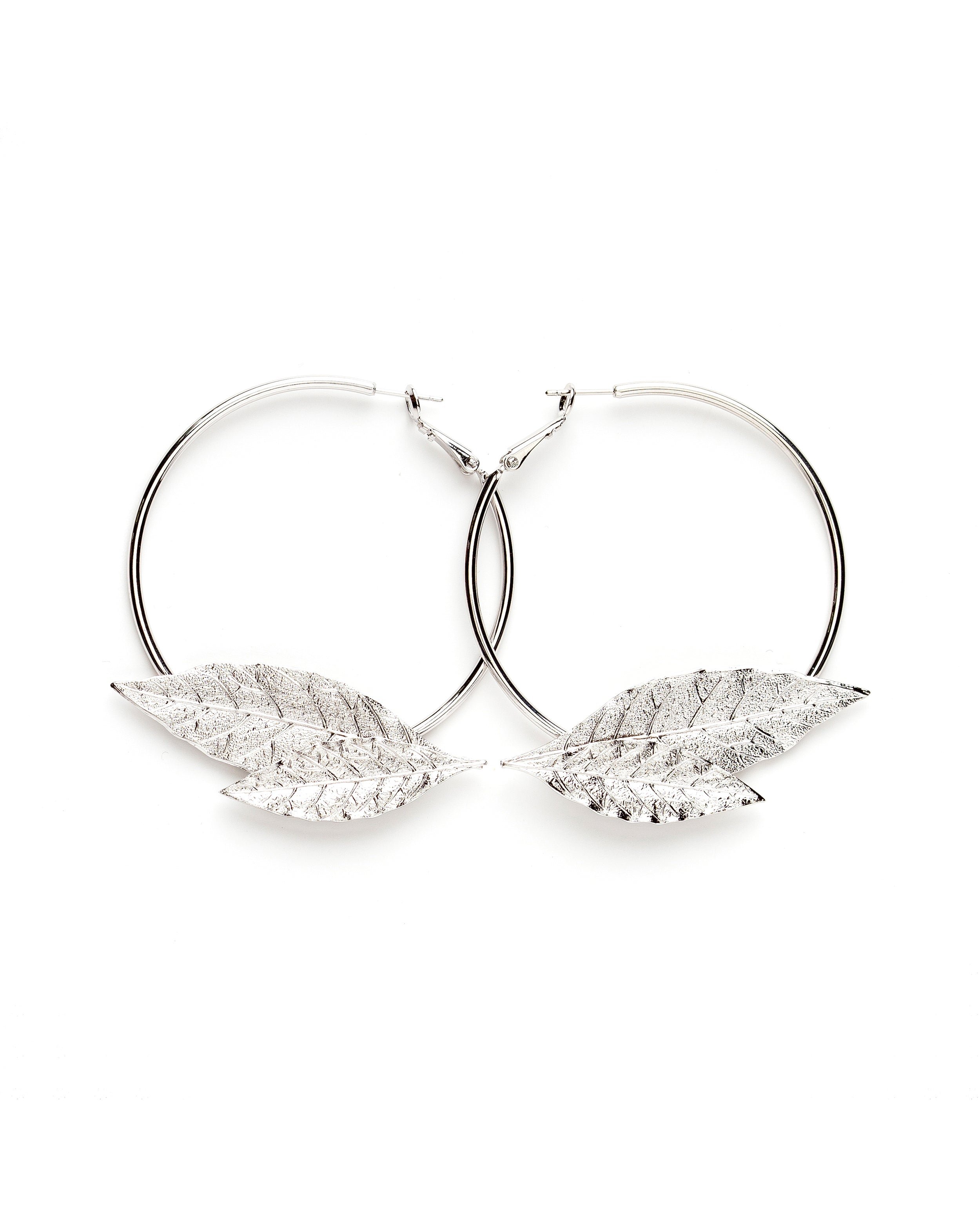 Gold-plated leaf hoop earrings MONSIEUR SIMONE