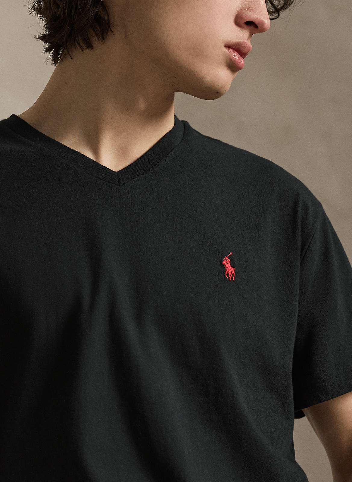 Baumwoll-T-Shirt mit U-Boot-Ausschnitt POLO RALPH LAUREN Schwarz