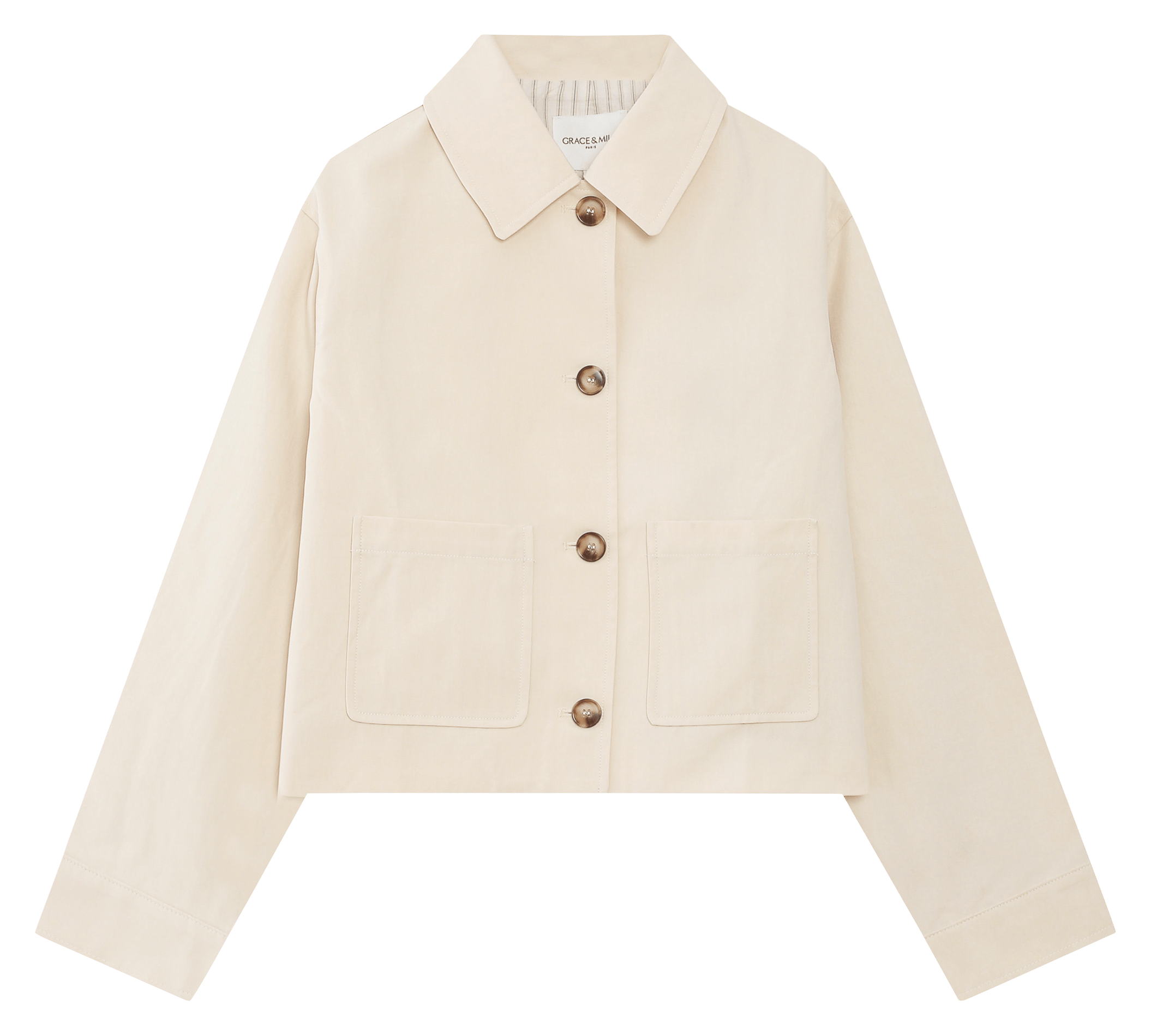 Jas van katoenmix met klassieke kraag GRACE ET MILA Wit