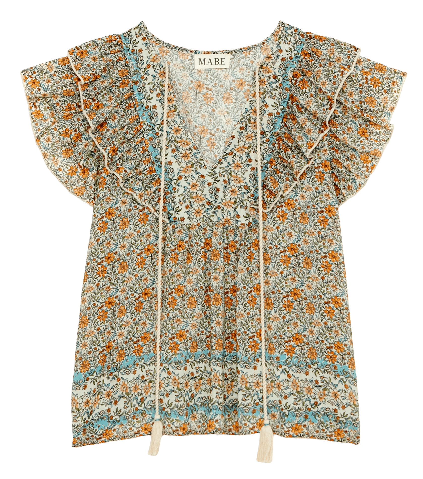 Top ample col V en coton imprimé M.A.B.E Multicolore