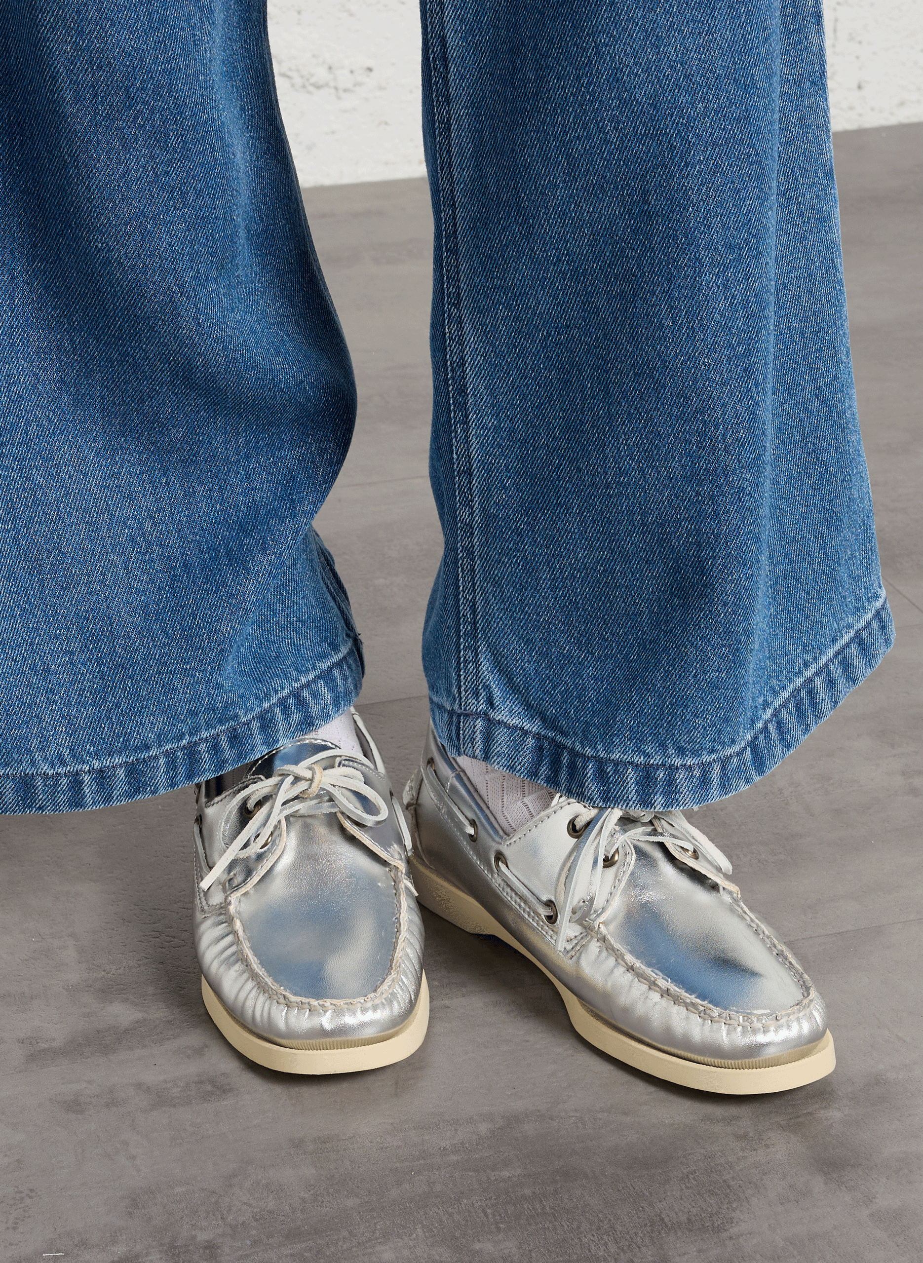 Glanzleder Bootsschuhe SEBAGO Silber