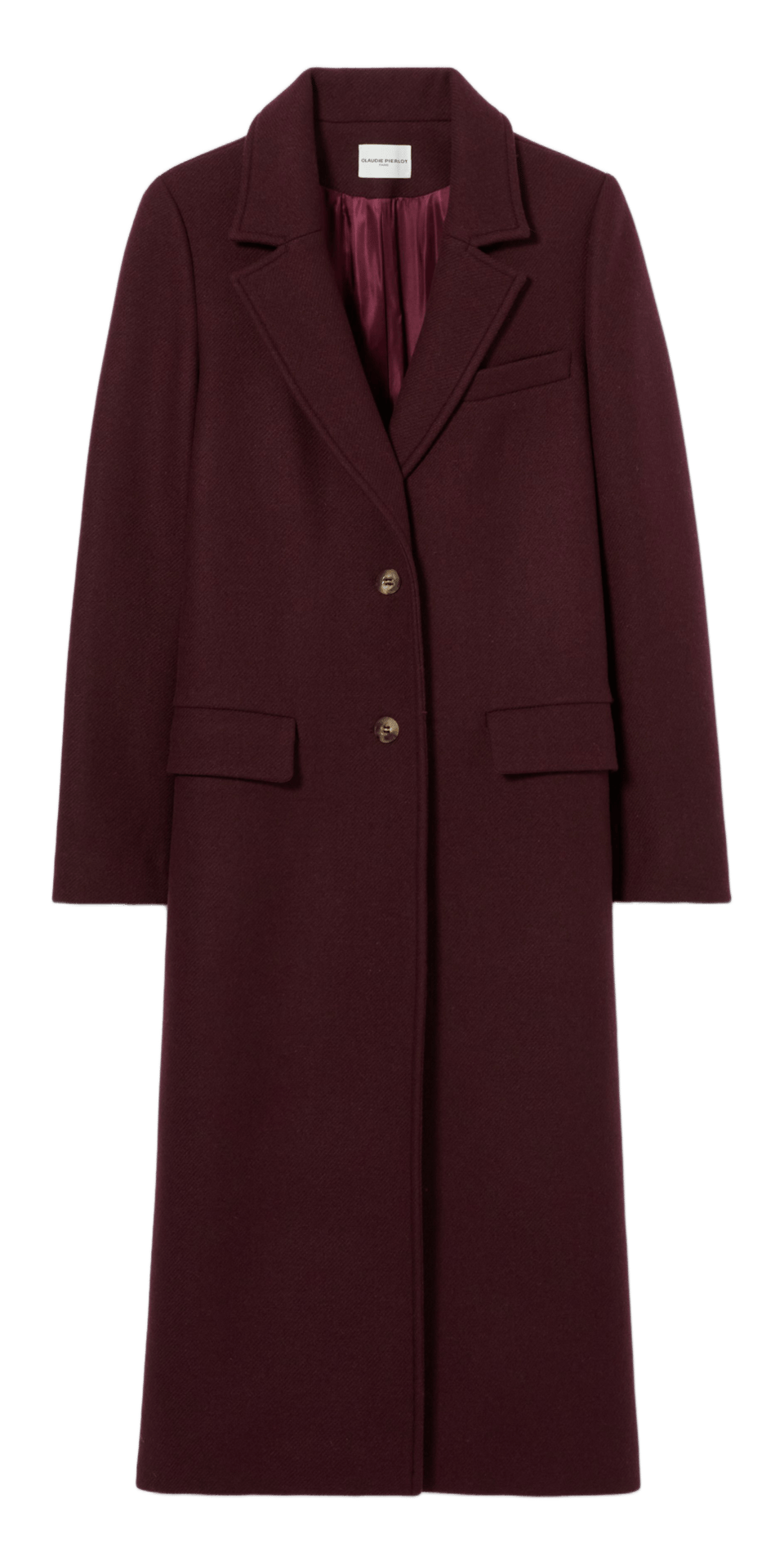 Langer einfarbiger Wollmantel CLAUDIE PIERLOT Rot