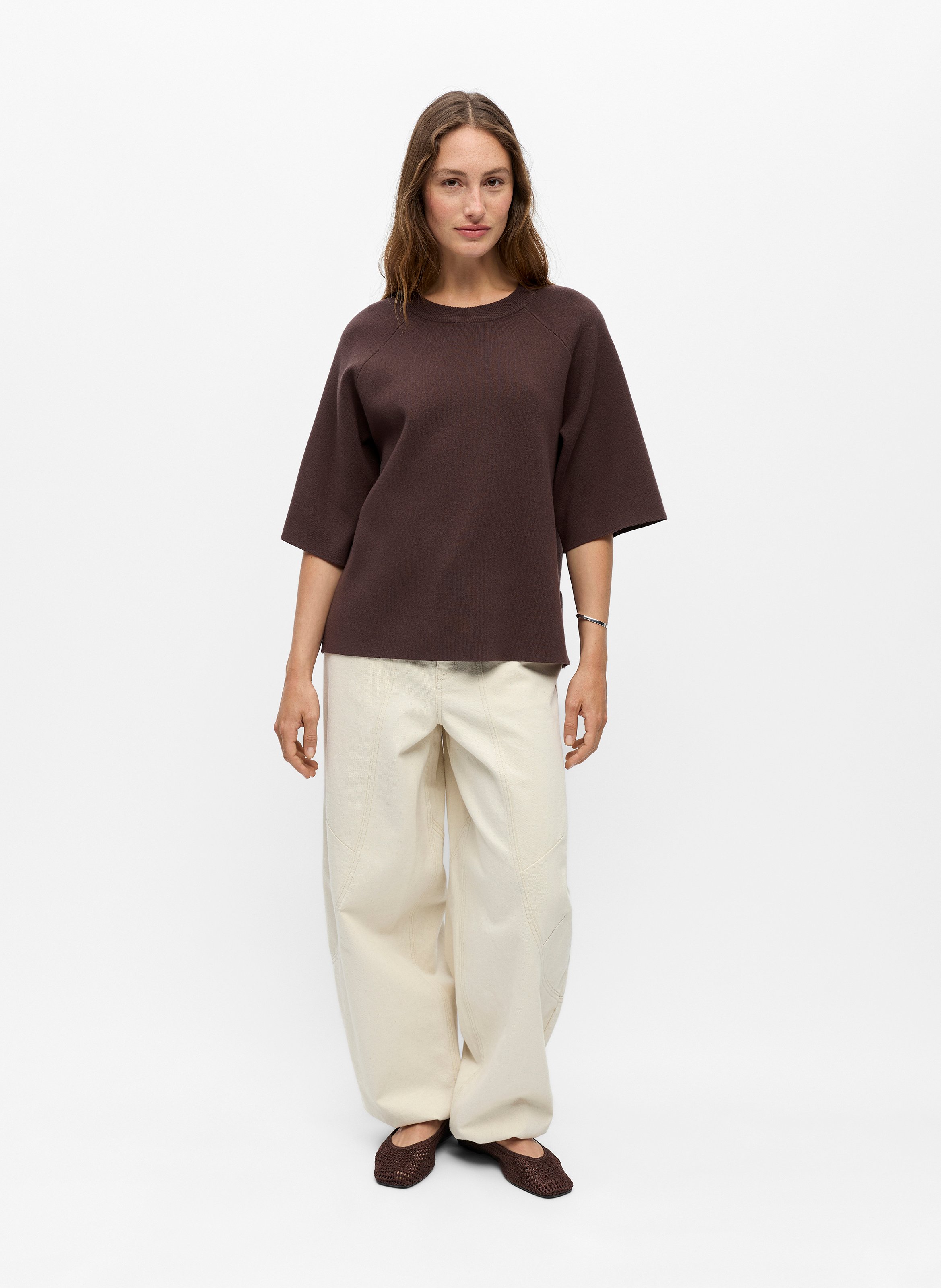 Pull oversize col rond OBJECT Marron