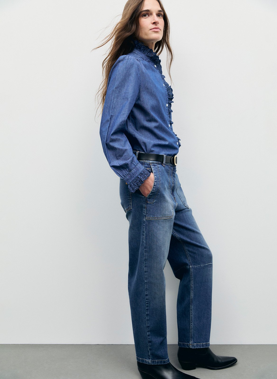 Gerade Jeanshemd mit Spitze GERARD DAREL Blau