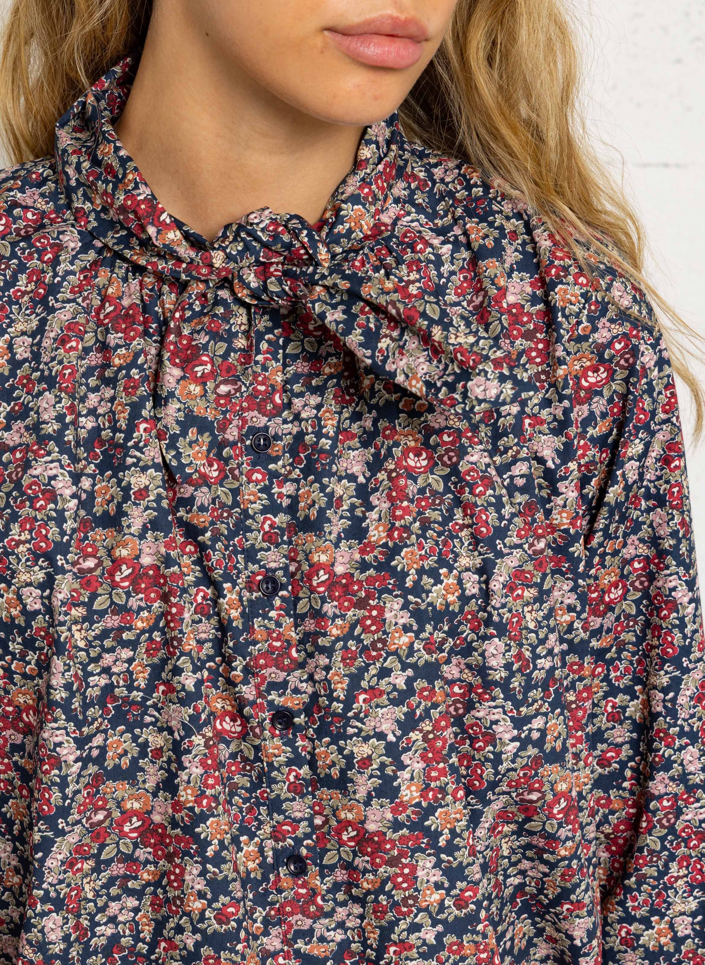 Weites bedrucktes Baumwollbluse DES PETITS HAUTS Mehrfarbig
