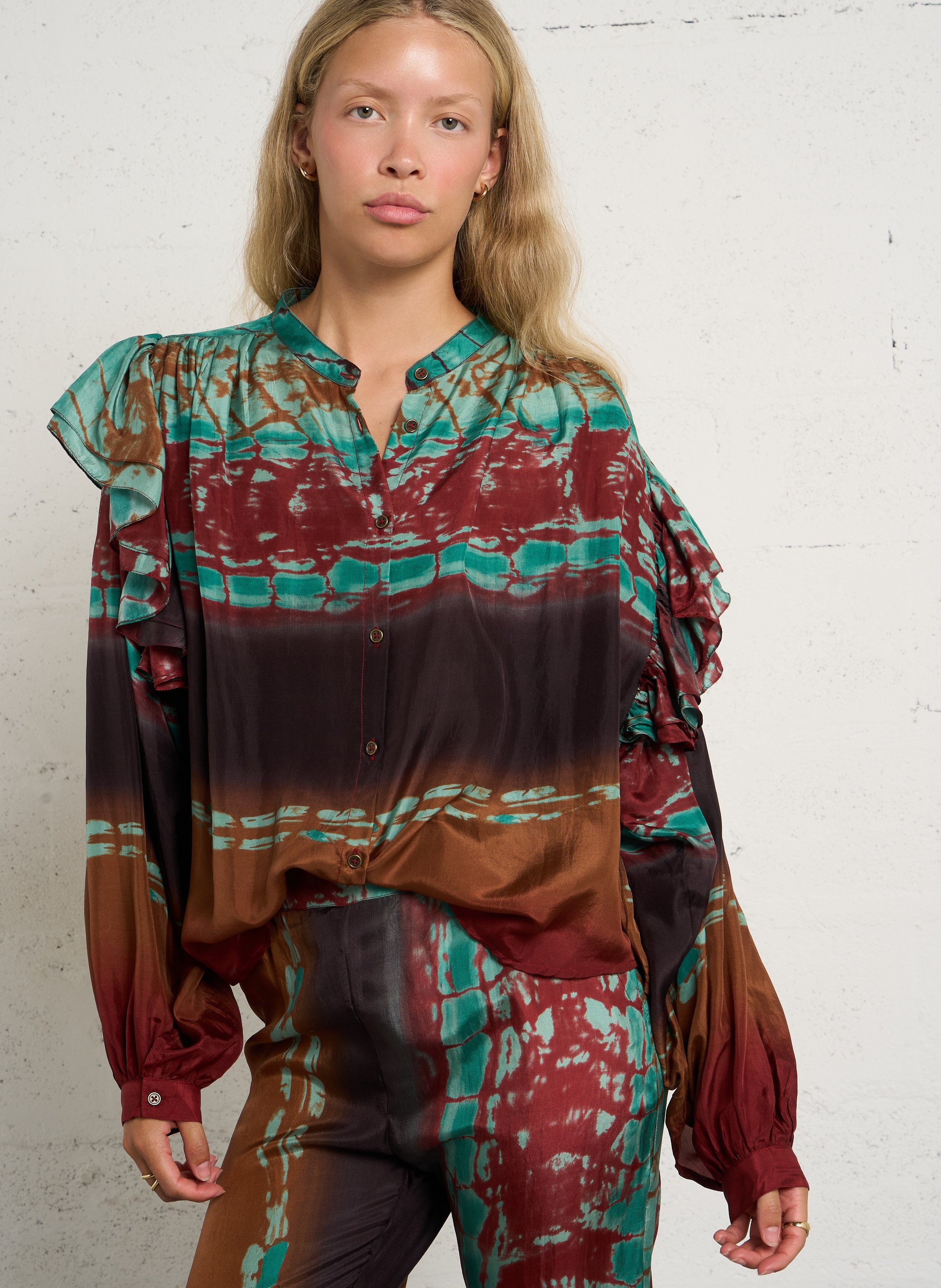 Printed blouse with round neckline MES DEMOISELLES Multicolored
