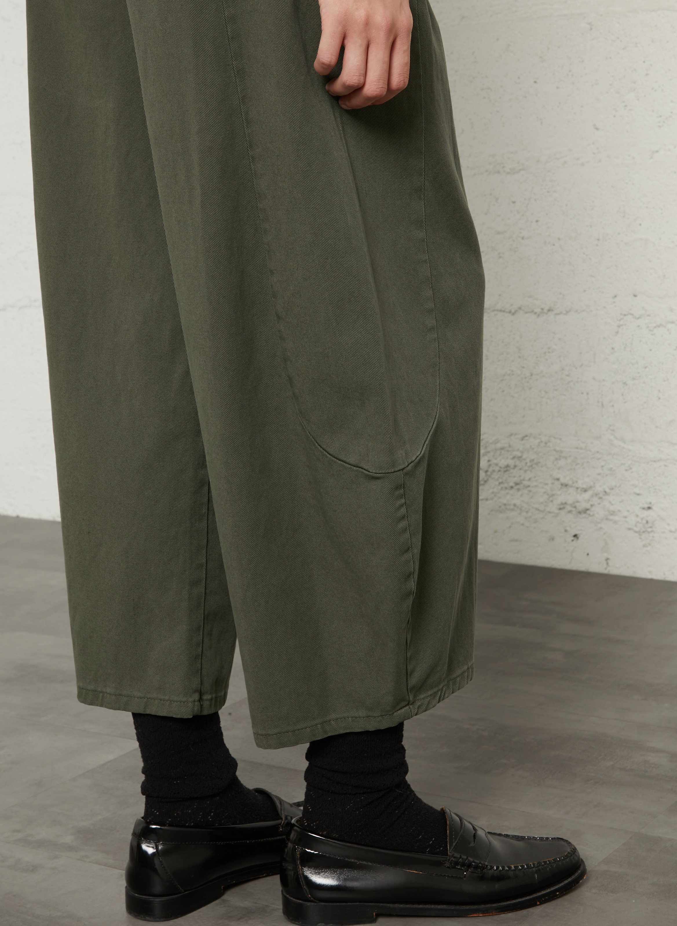 High-waisted wide cropped trousers PLEASE White