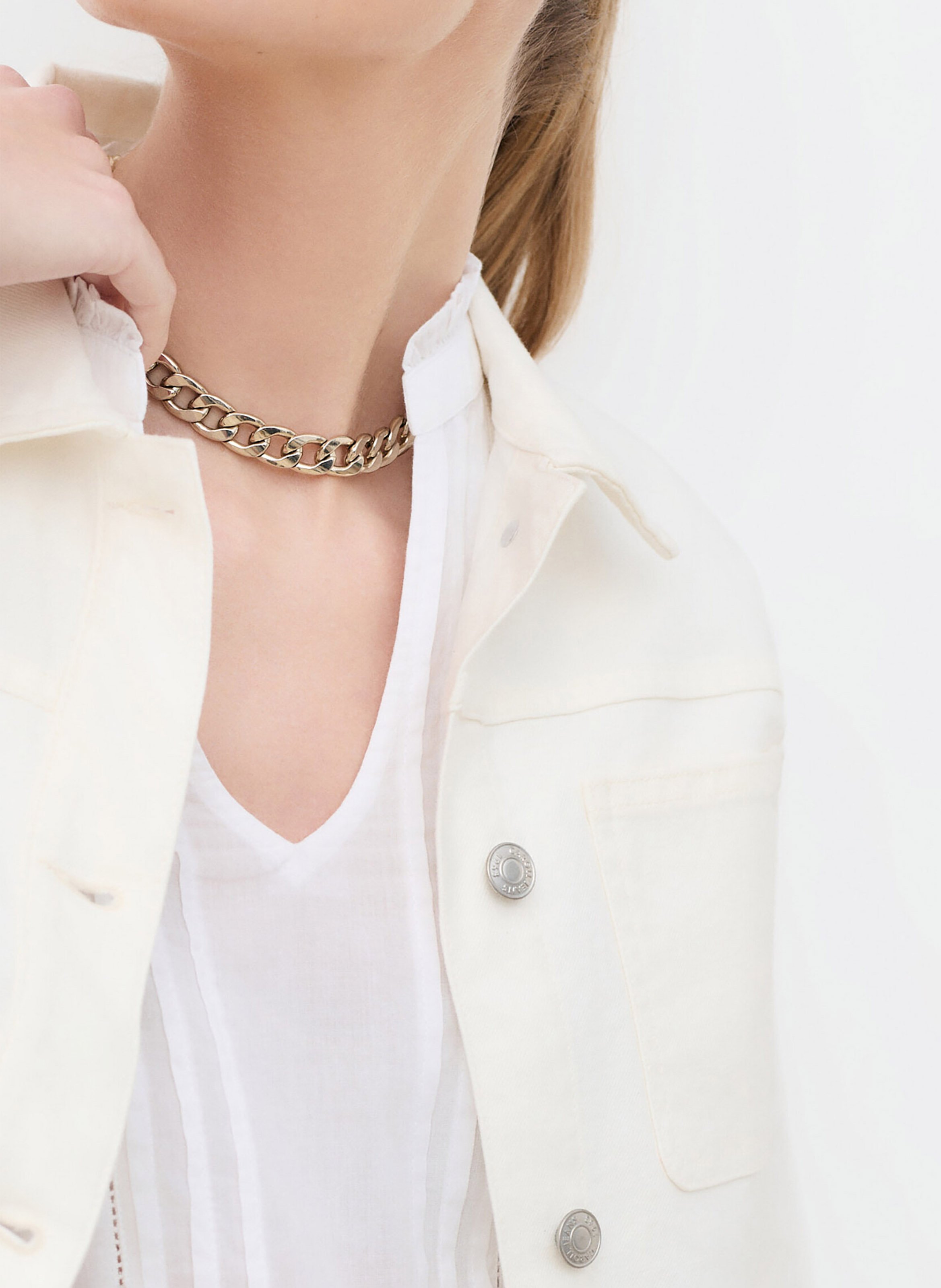 Veste col classique en coton mélangé CAROLL Beige
