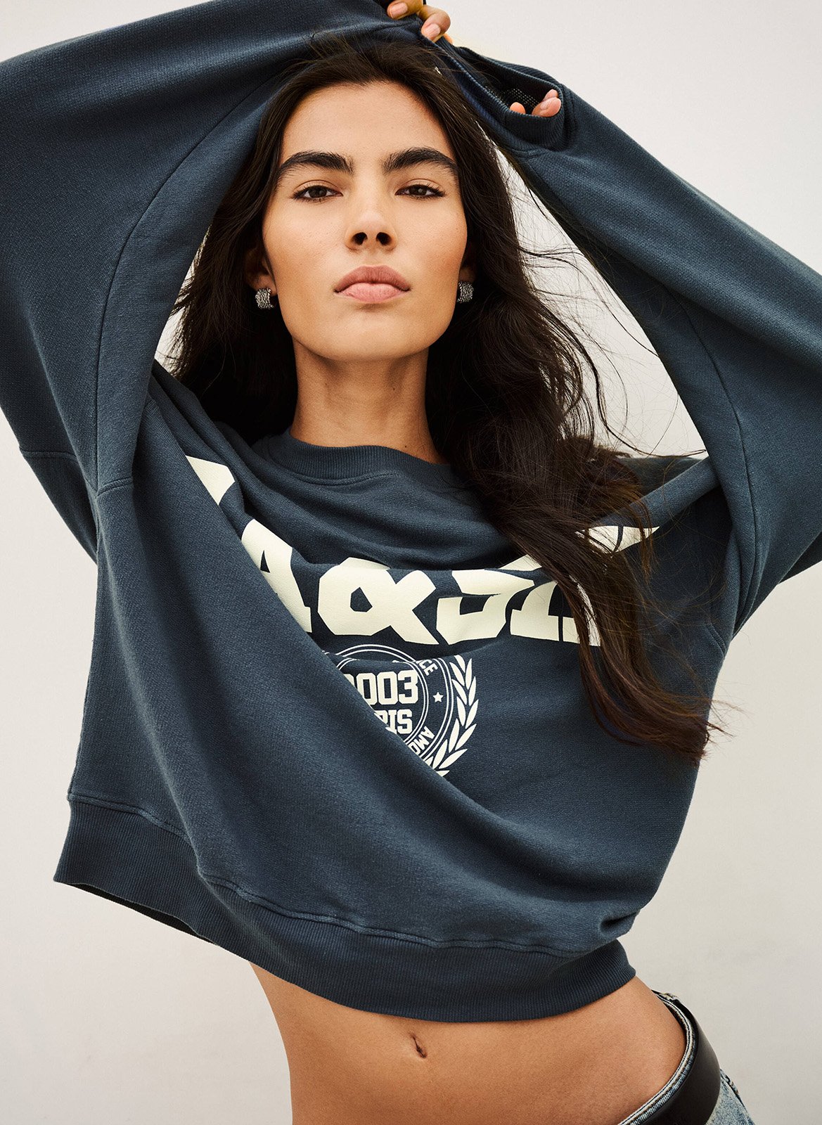 Sweat à logo imprimé en coton mélangé BA&SH Bleu