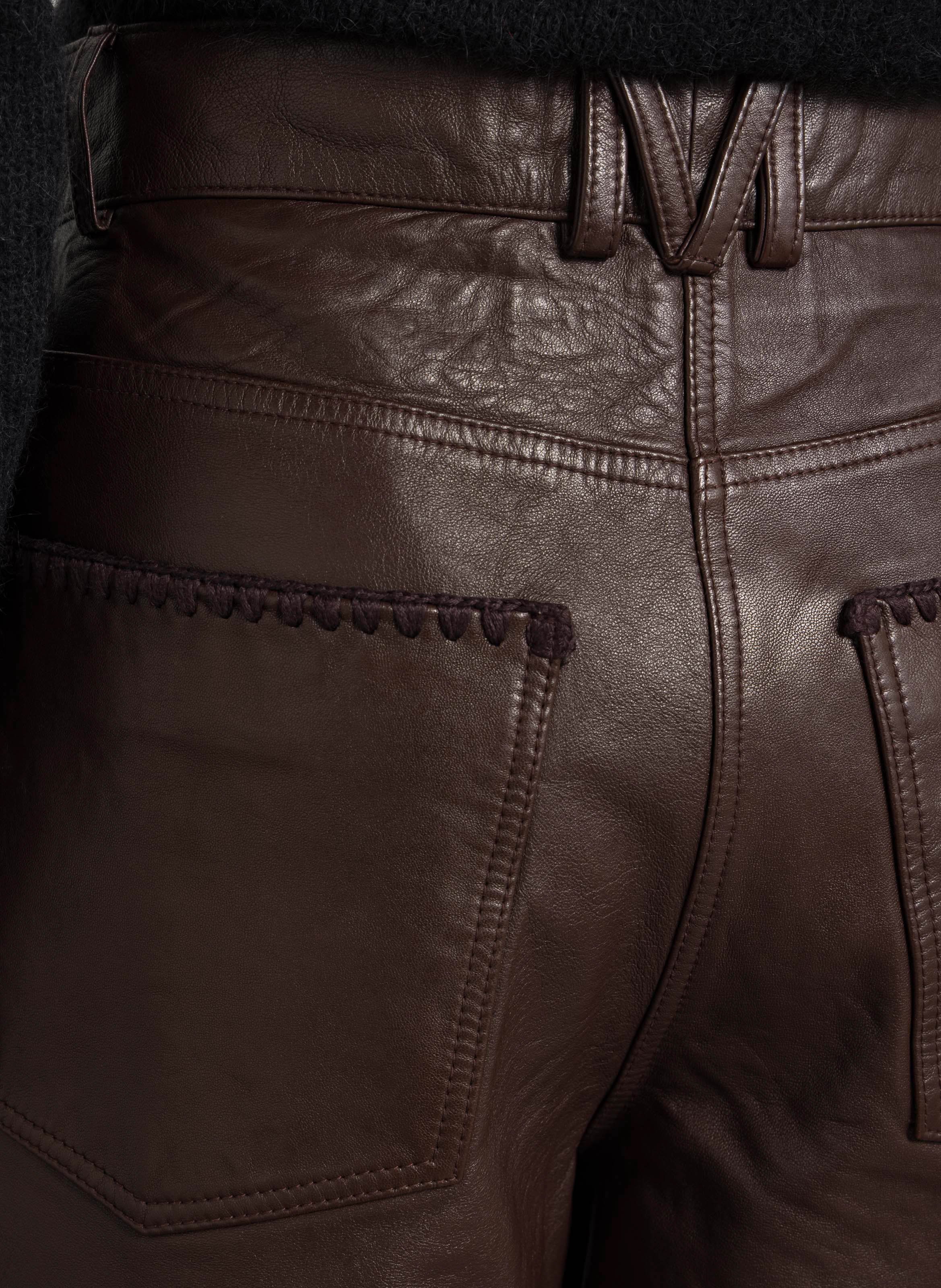 Wide-leg leather pants MOMONI Brown
