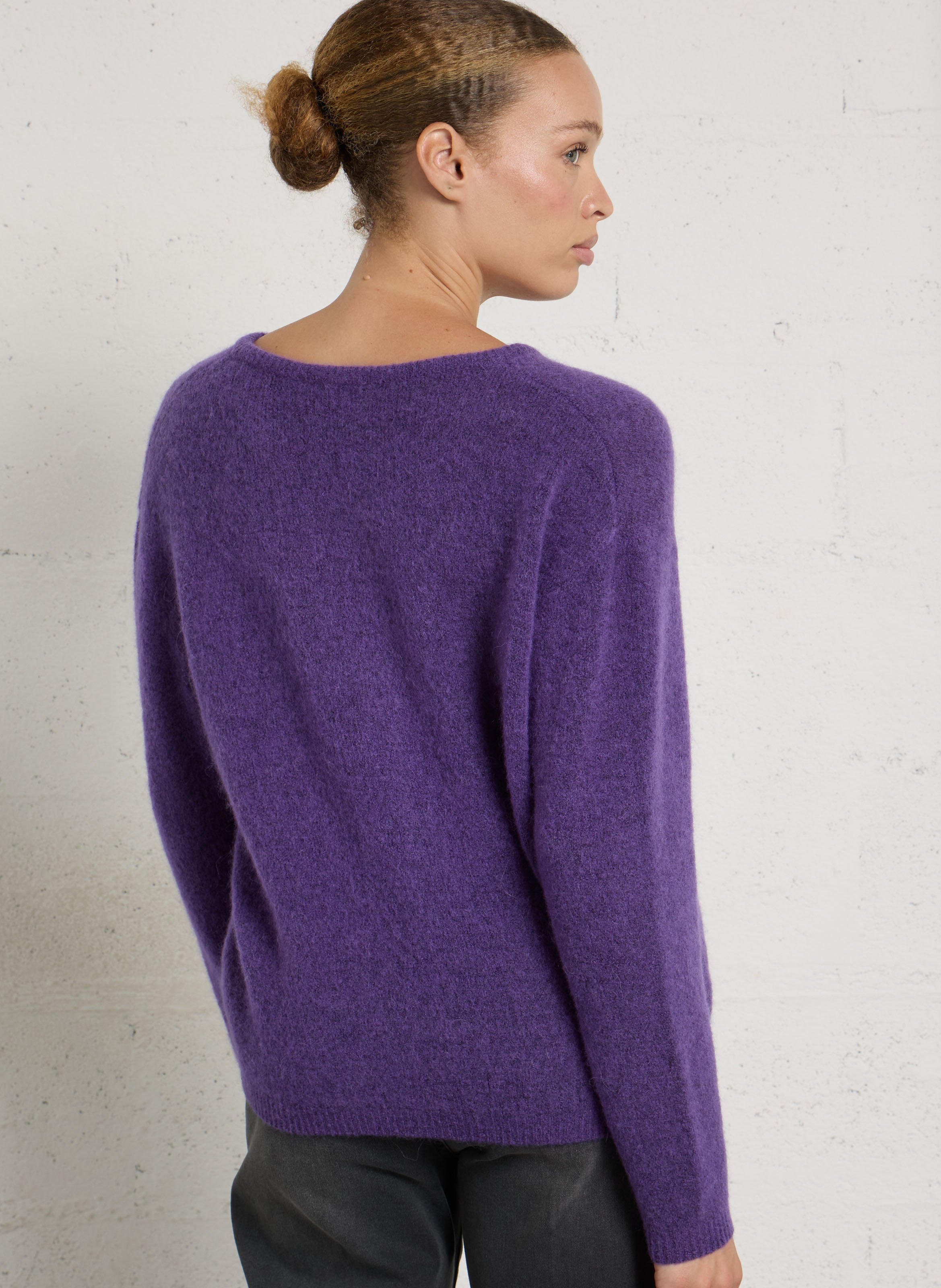 Weit geschnittene Strickjacke aus Wollmix AMERICAN VINTAGE Violett