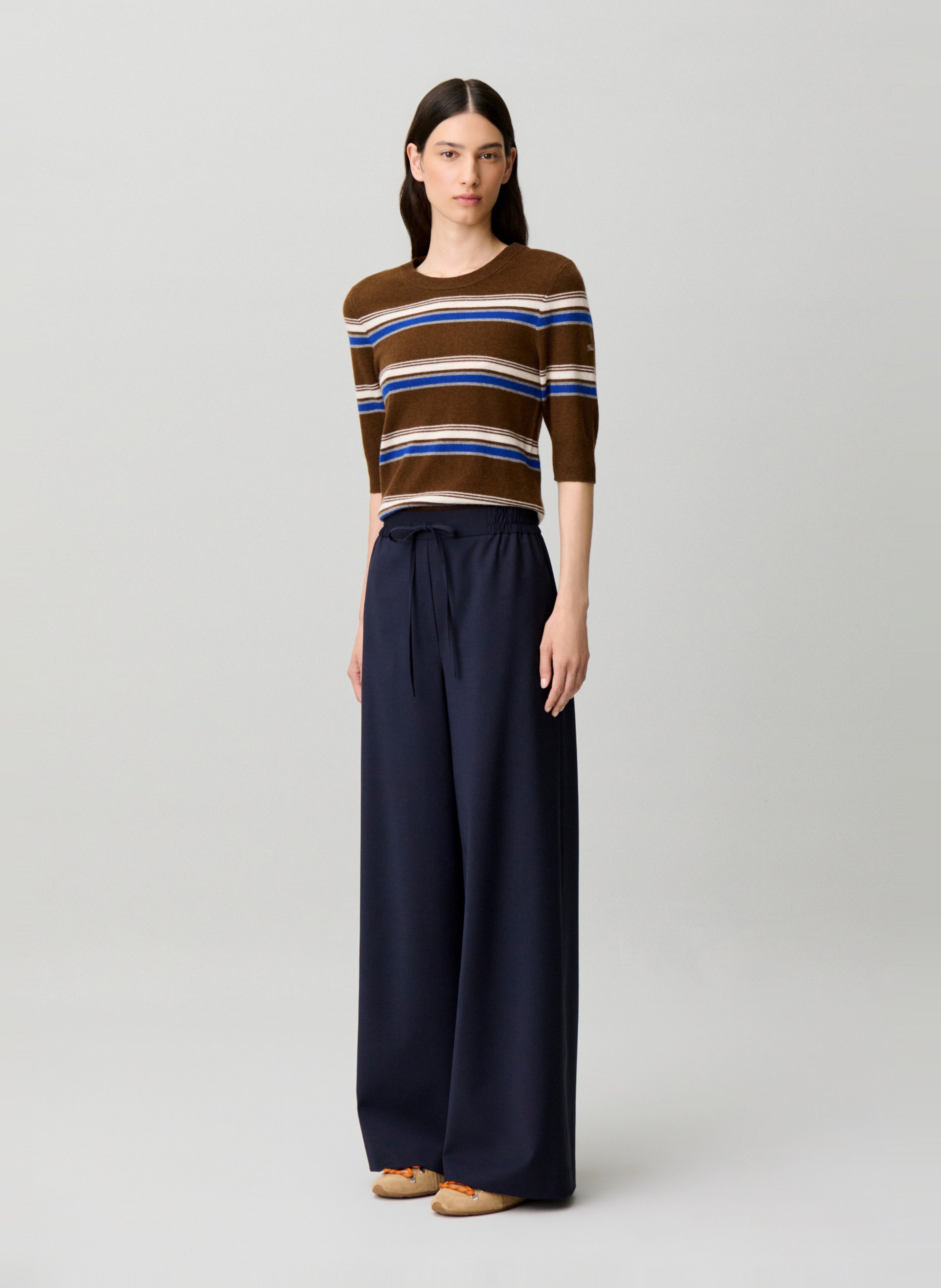 Weite Hose aus Wollmix CLAUDIE PIERLOT Blau