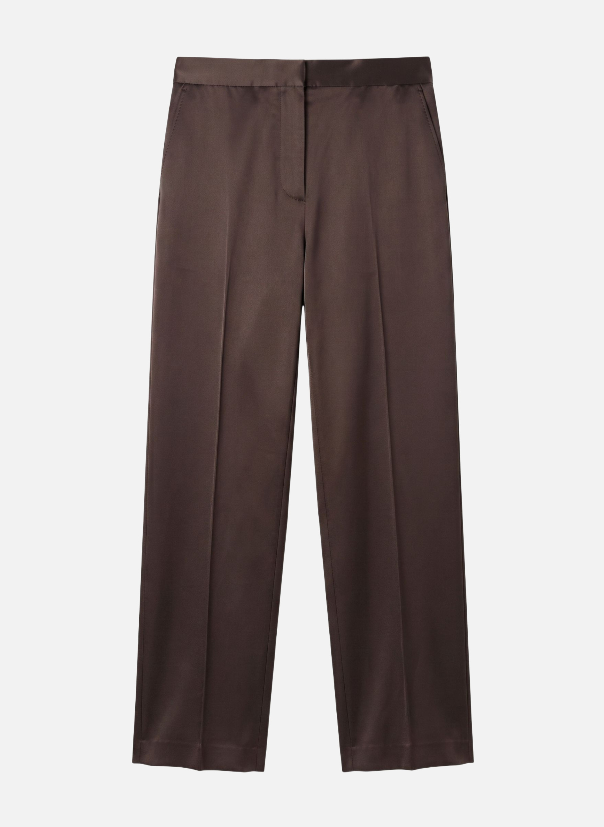 Wide brown satin trousers THE KOOPLES Brown
