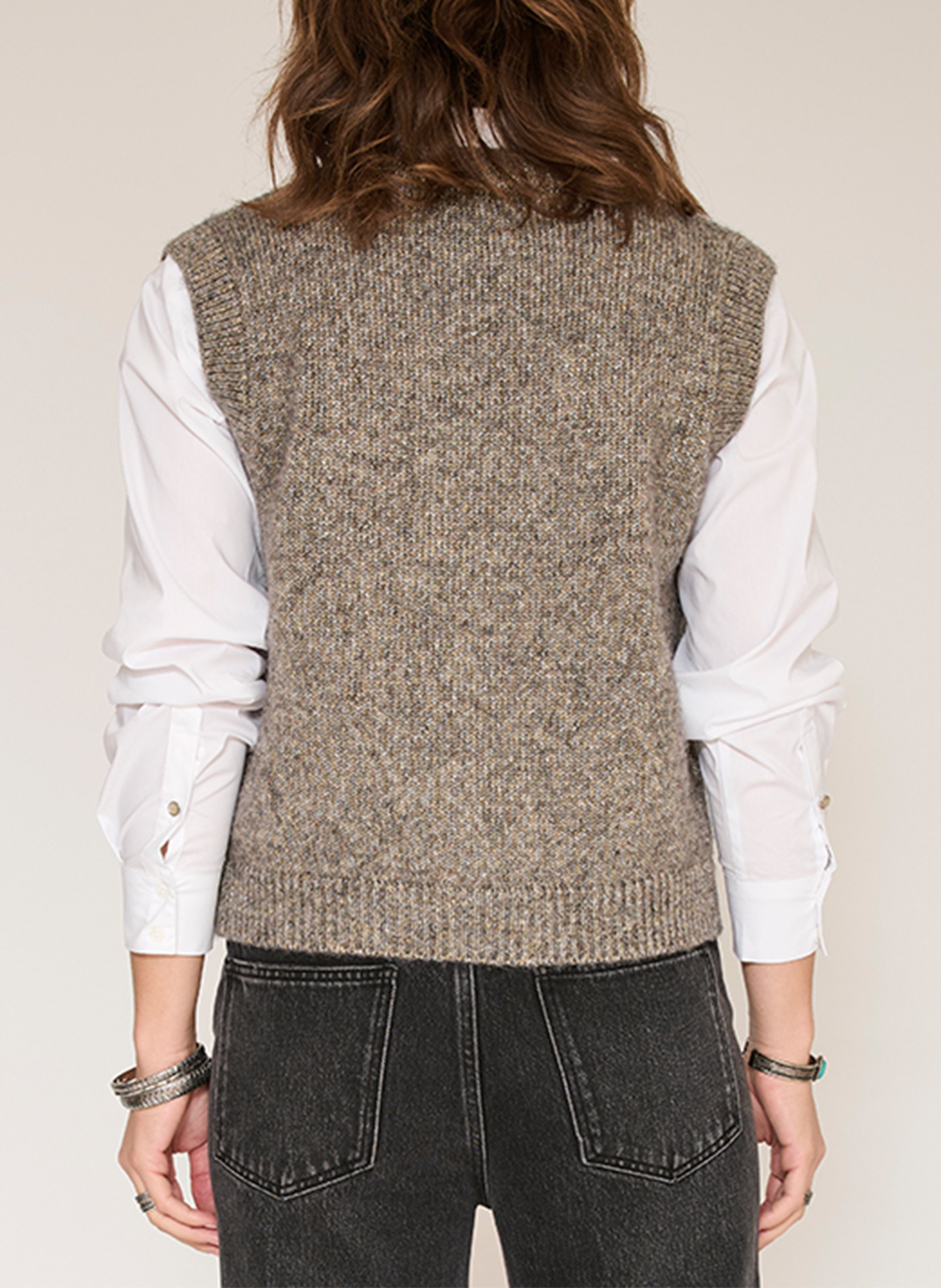 Ärmelloses gerades Strickpullover MKT Grau