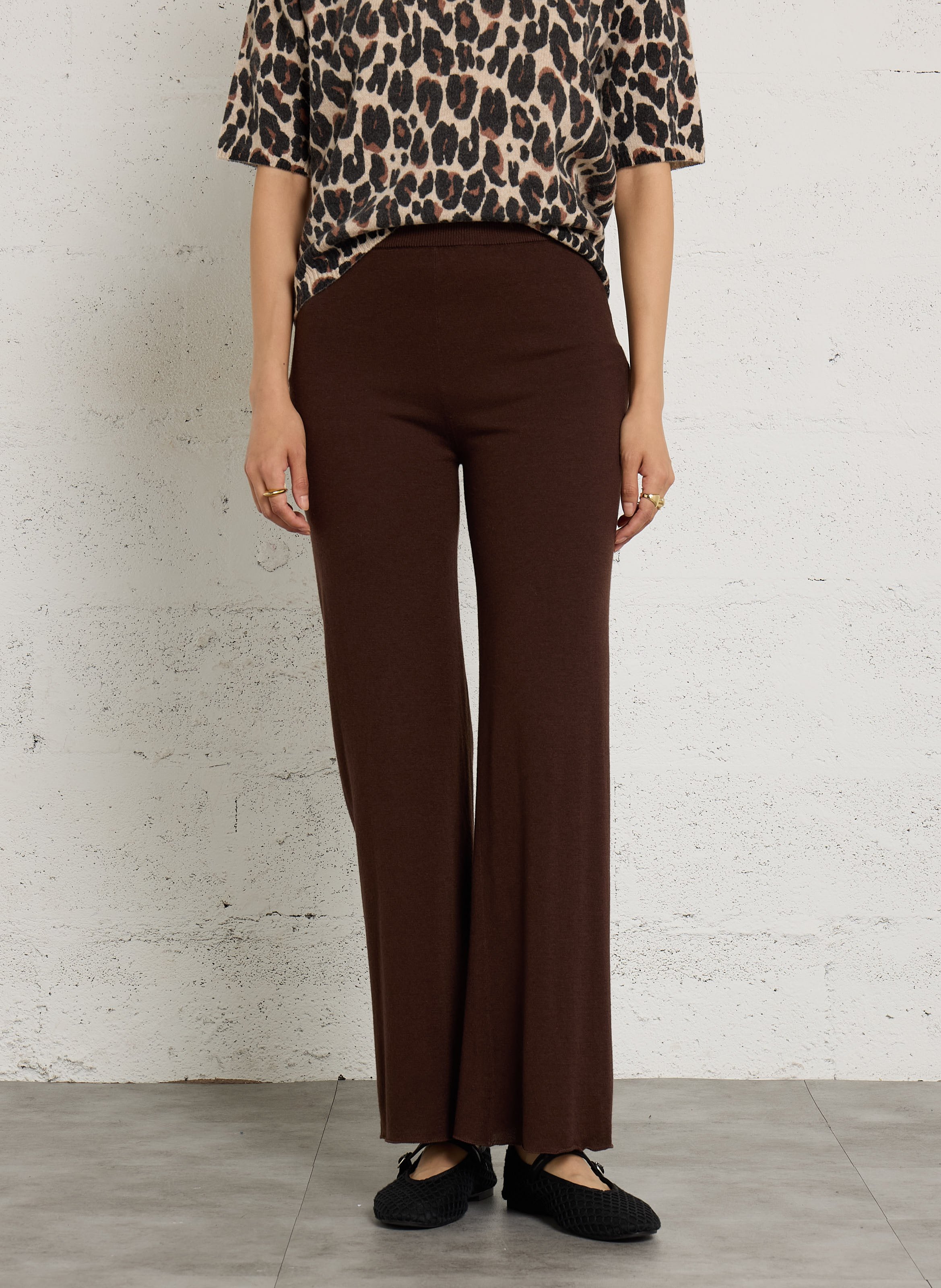 Wijde broek van kasjmier MAJESTIC FILATURES Bruin